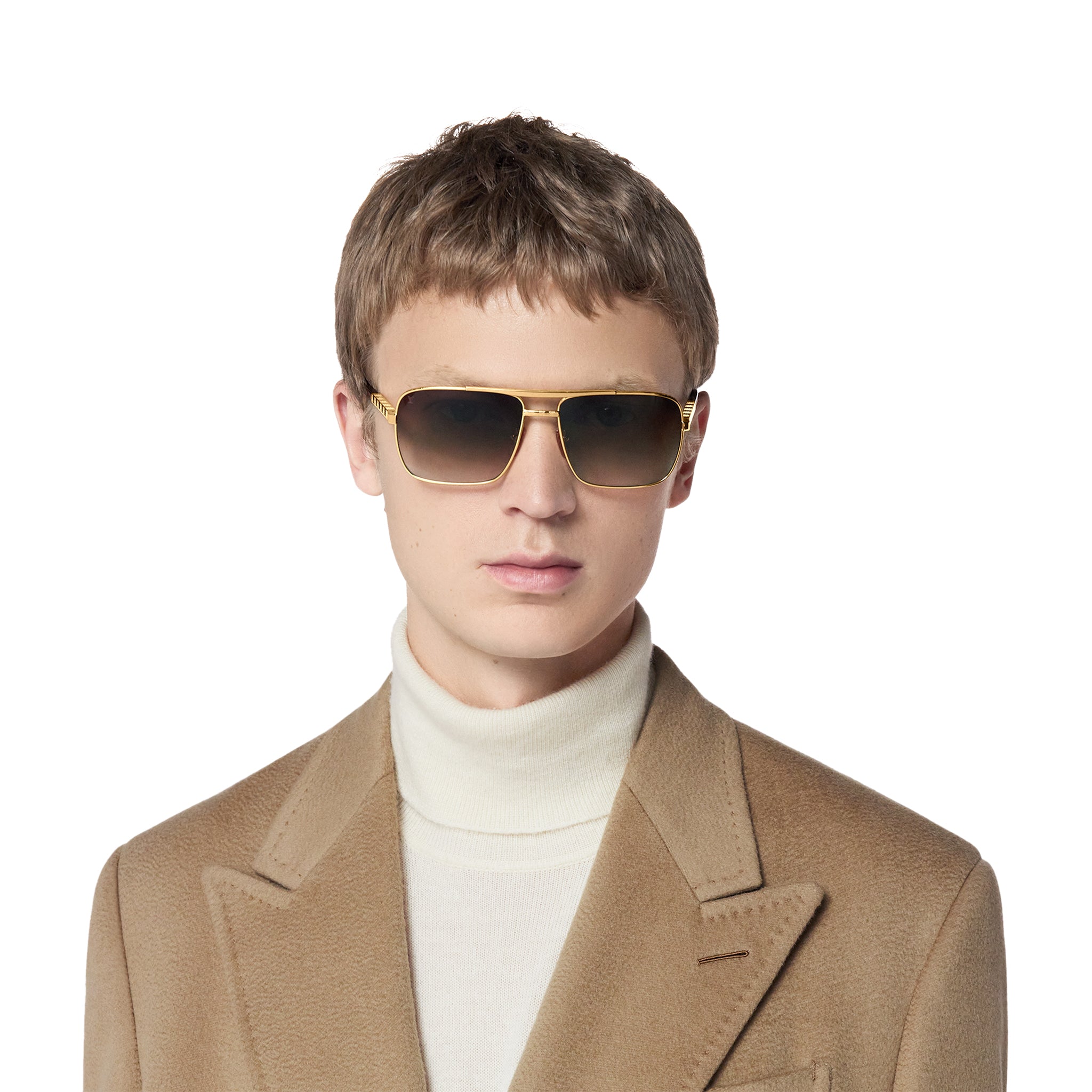 Model front view of Louis Vuitton Attitude Gold Sunglasses 004603