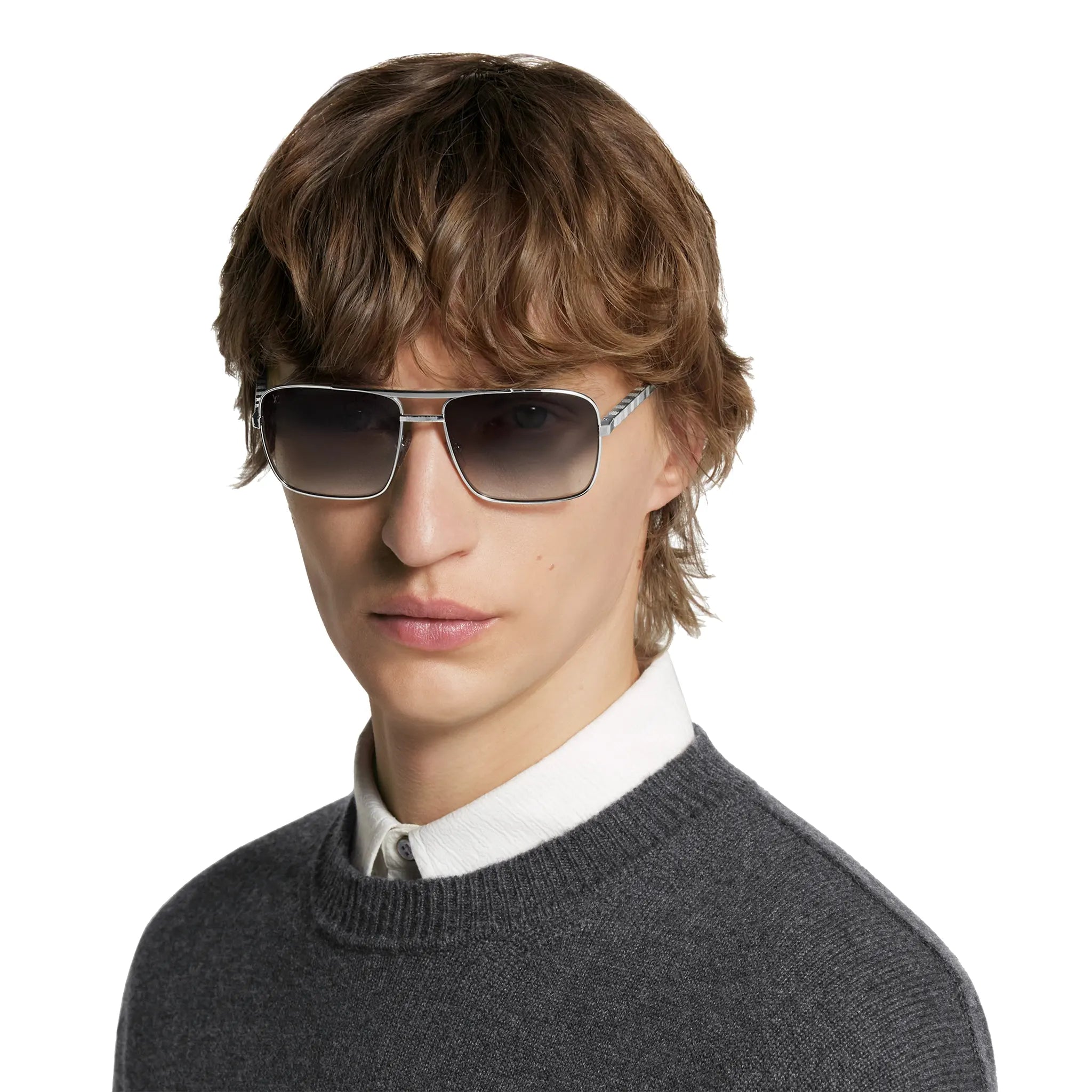 Model View of Louis Vuitton Attitude Silver Sunglasses