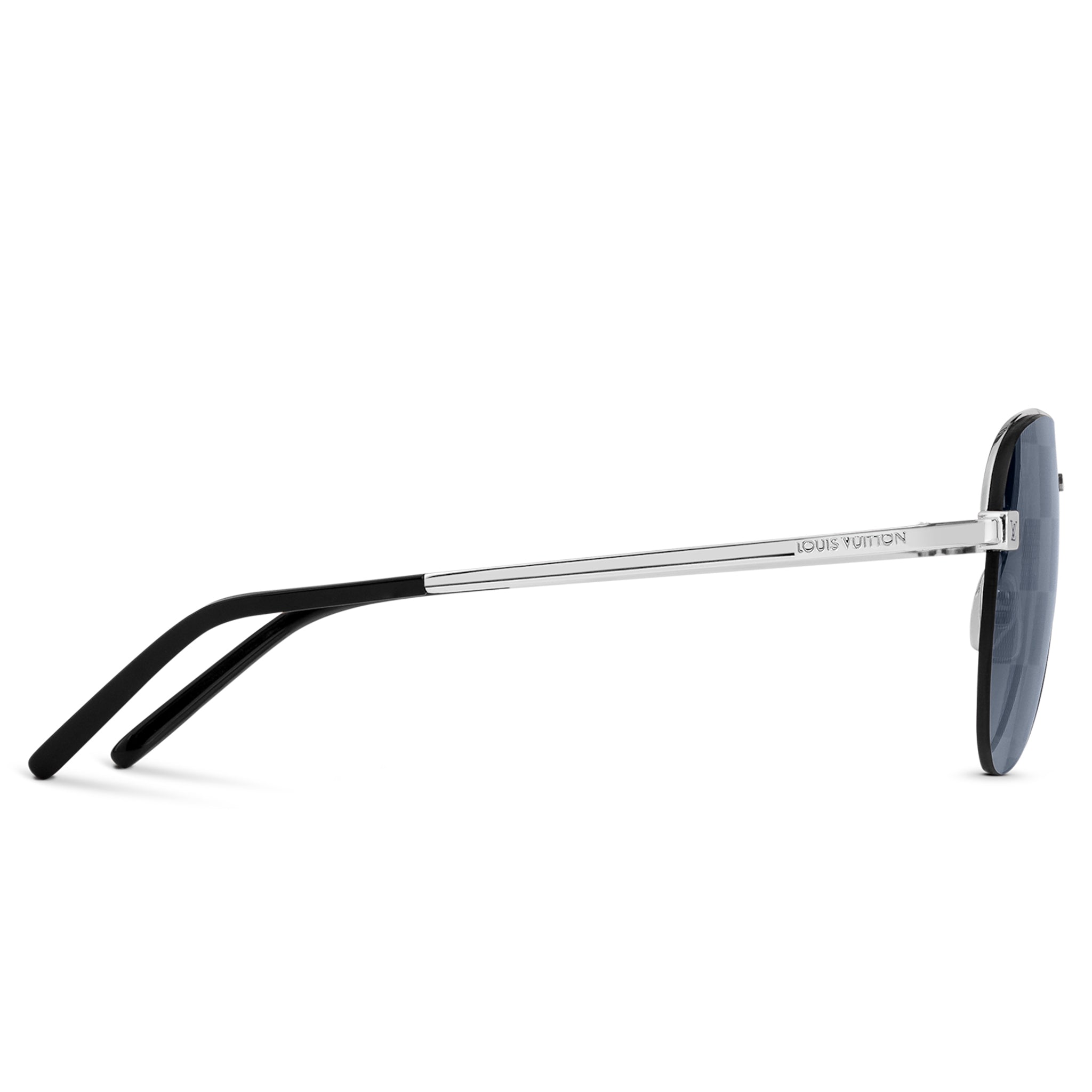 Side view of Louis Vuitton Clockwise Damier Black Sunglasses NVPROD1180108V\