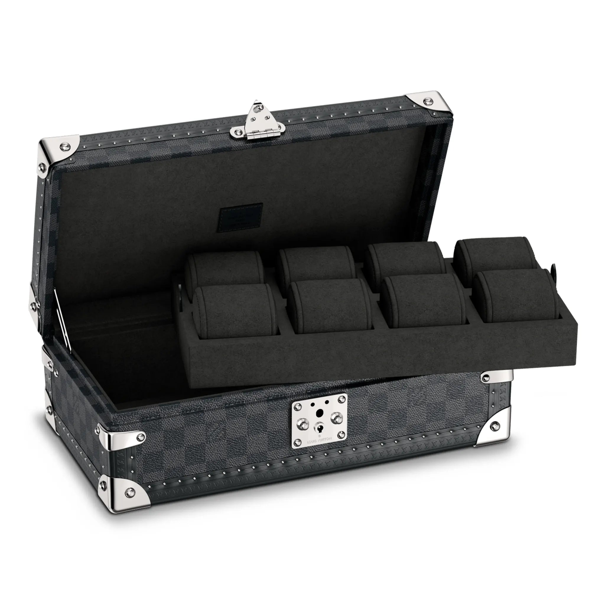 Inside Box View of Louis Vuitton Coffret Montres Damier 8 Watch Case N48194
