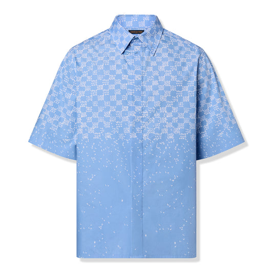 Louis Vuitton Damier Spread Short-Sleeved Hook Detail Blue Shirt