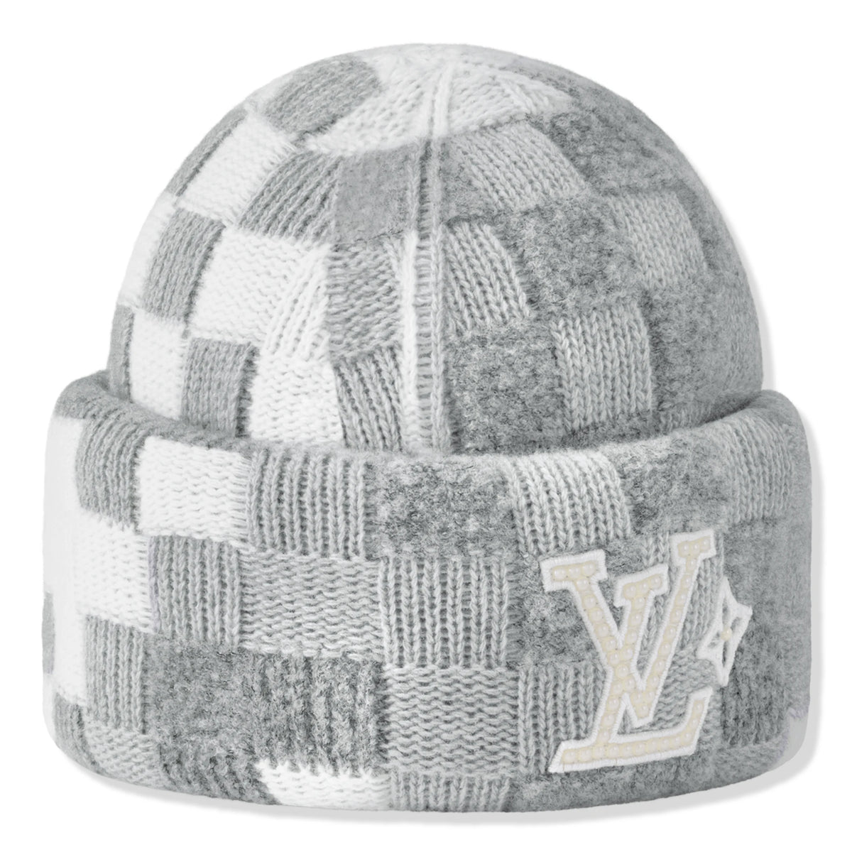 Louis Vuitton Damoflage Pearls Crush Reversible Light Grey Beanie M7874A