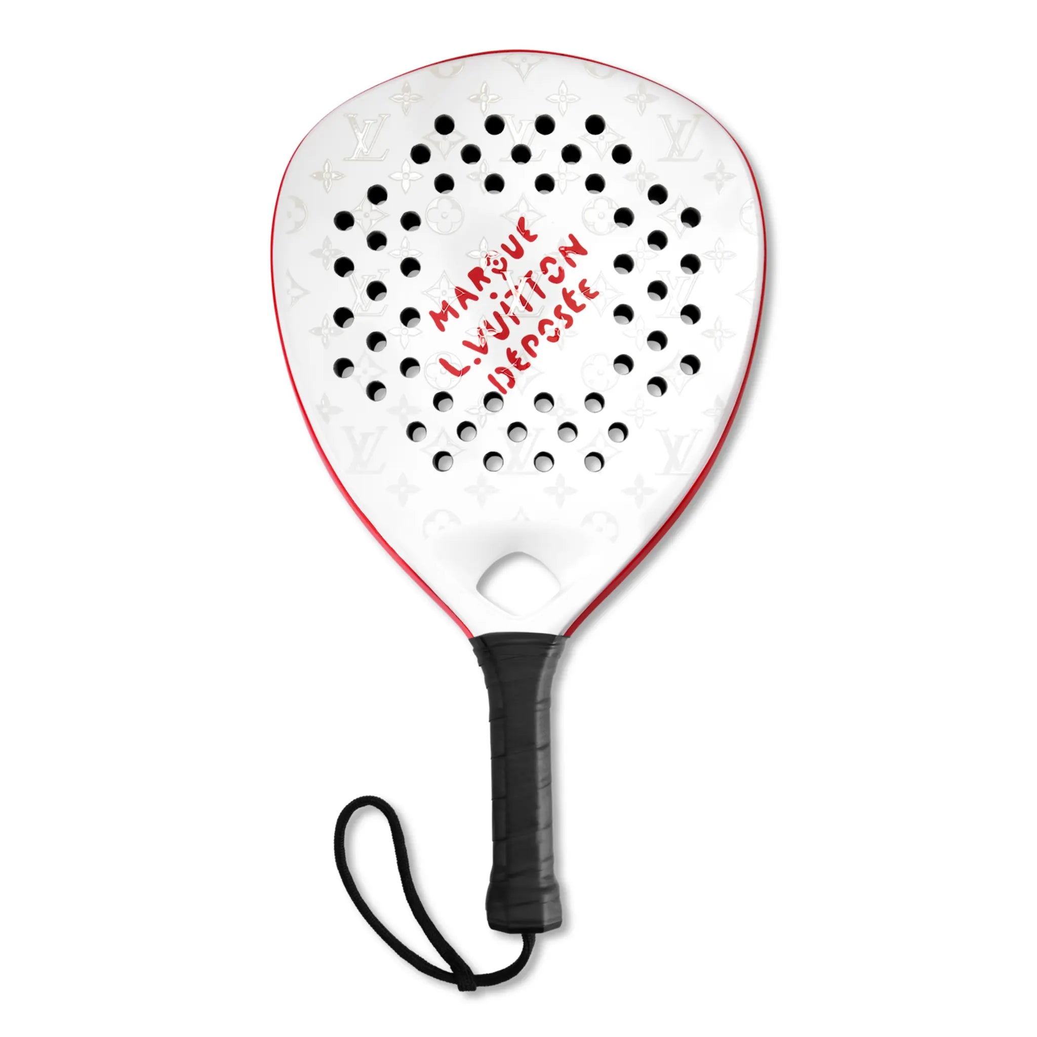 Back View of Louis Vuitton Deposee White Padel Racket GI1639
