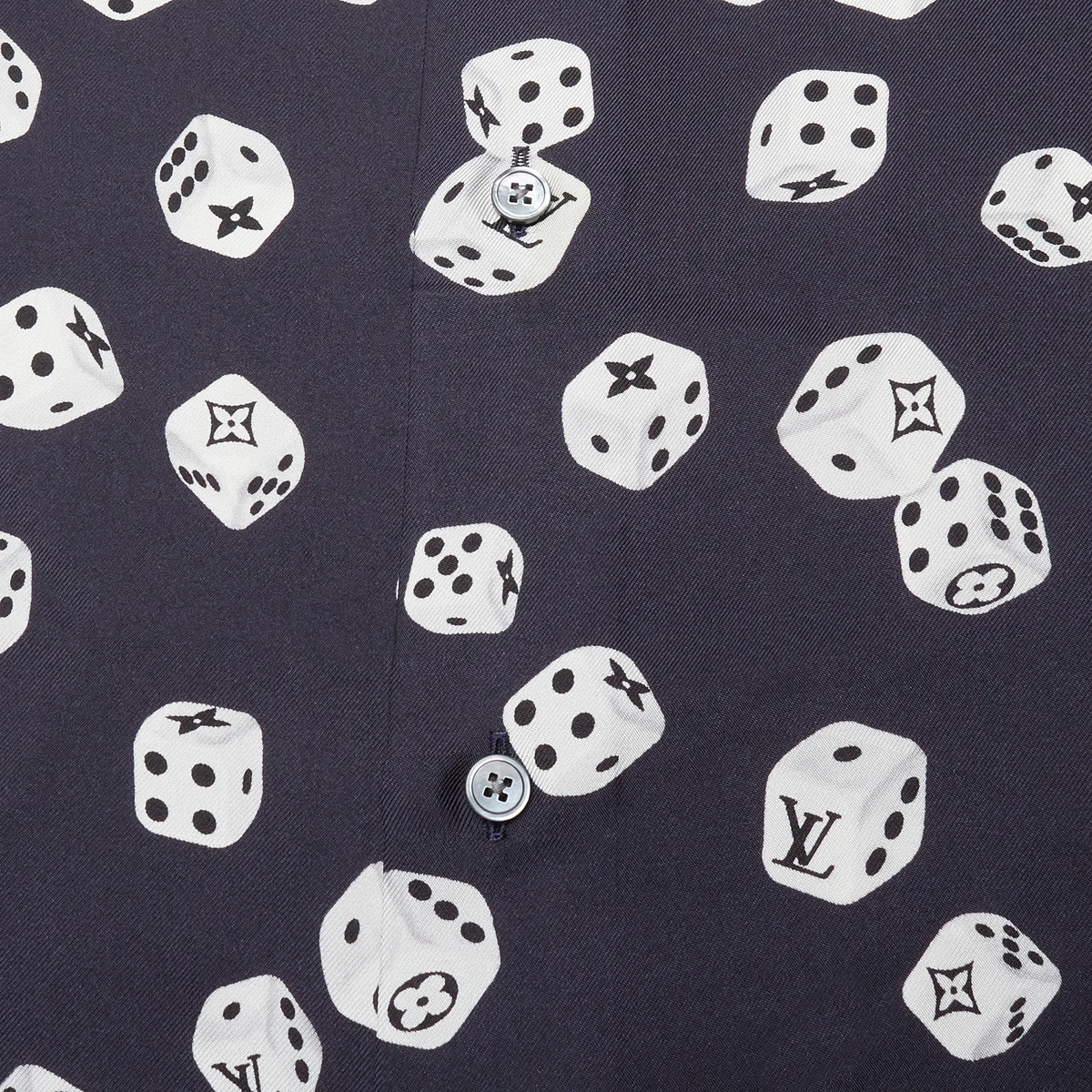 Louis Vuitton Dice Print Navy Silk Shirt | 1A47ZE