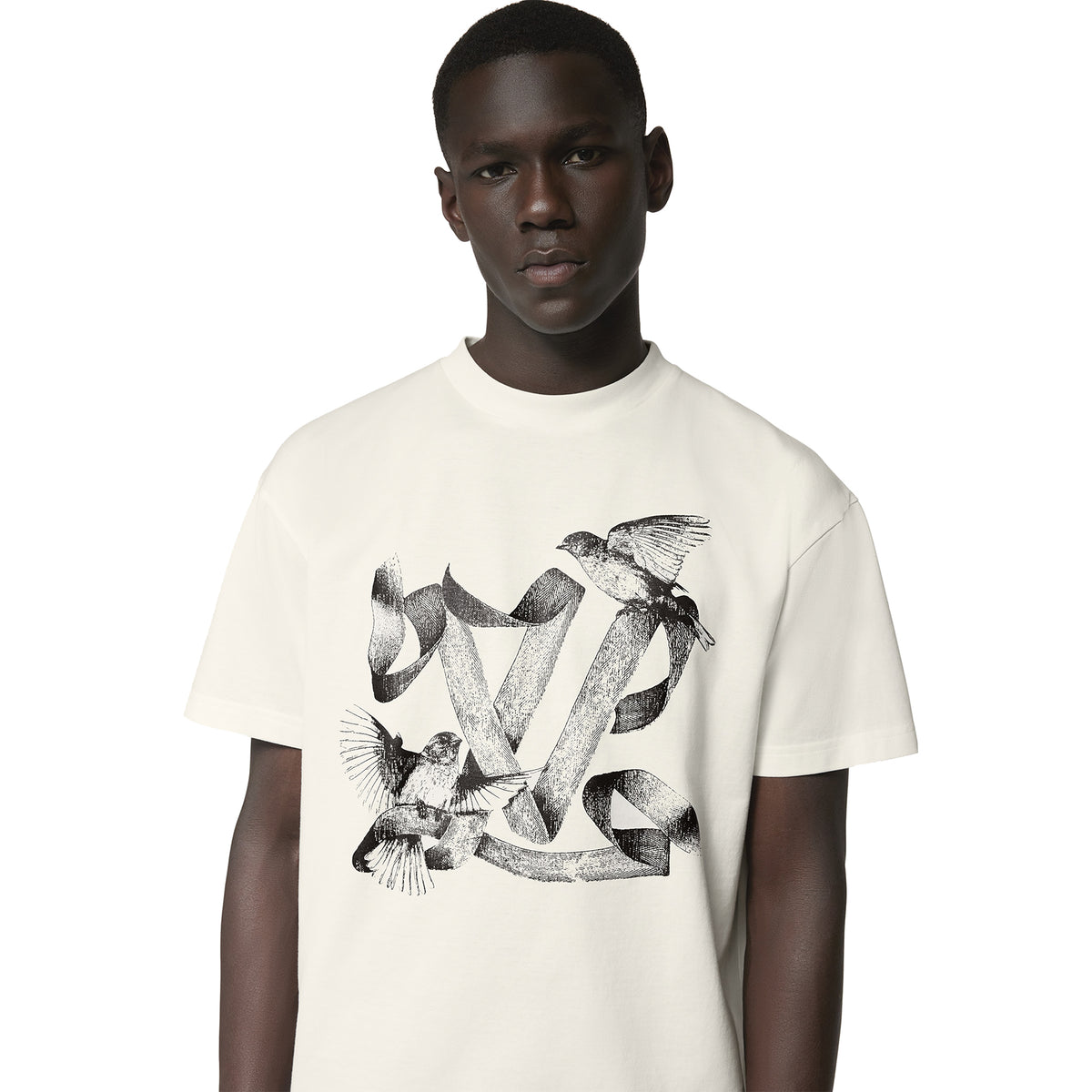 Louis Vuitton LV Birds Printed Cotton T Shirt White | 1ABXR5