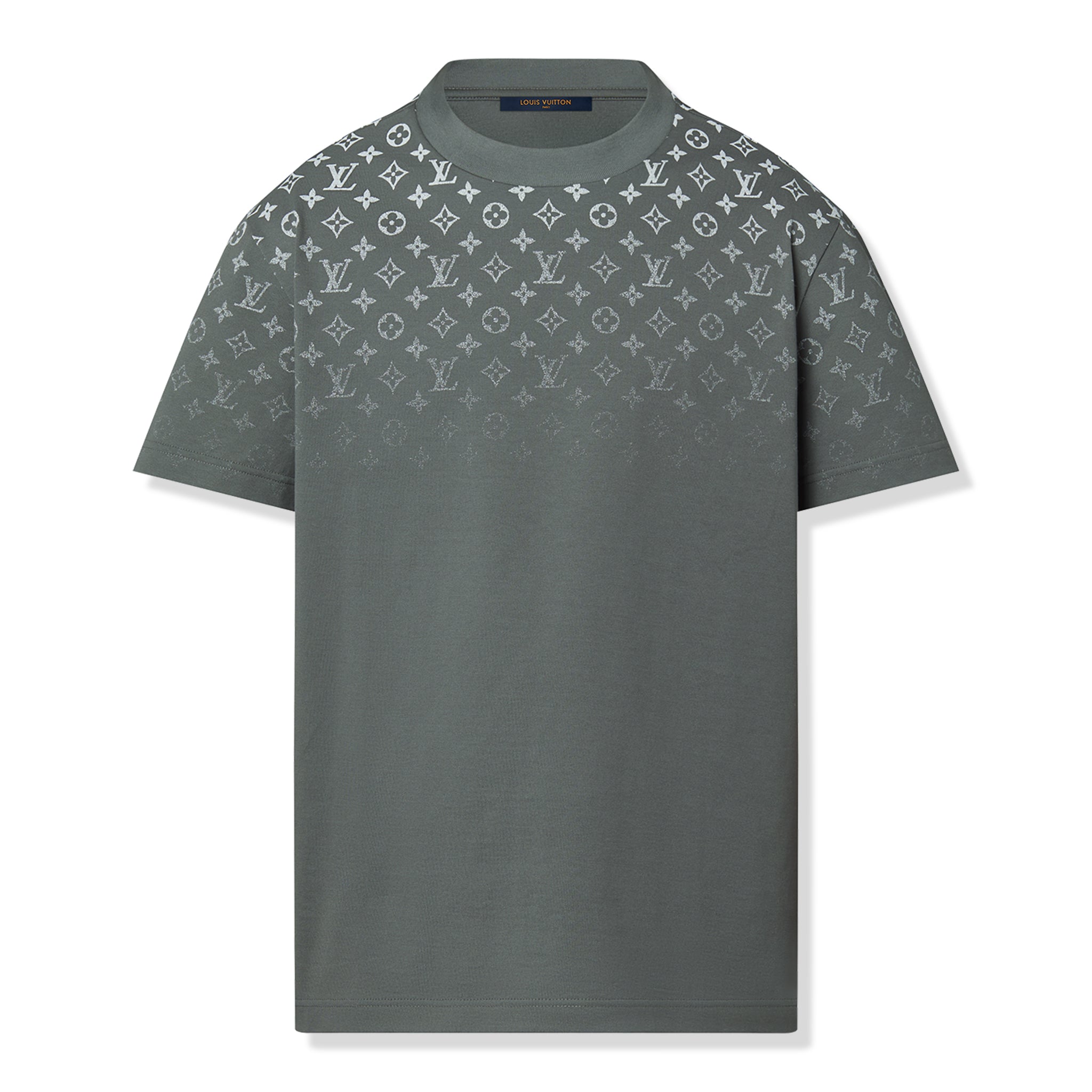 Front view of Louis Vuitton LV Monogram Gradient Cotton Grey T Shirt NVPROD4770027V