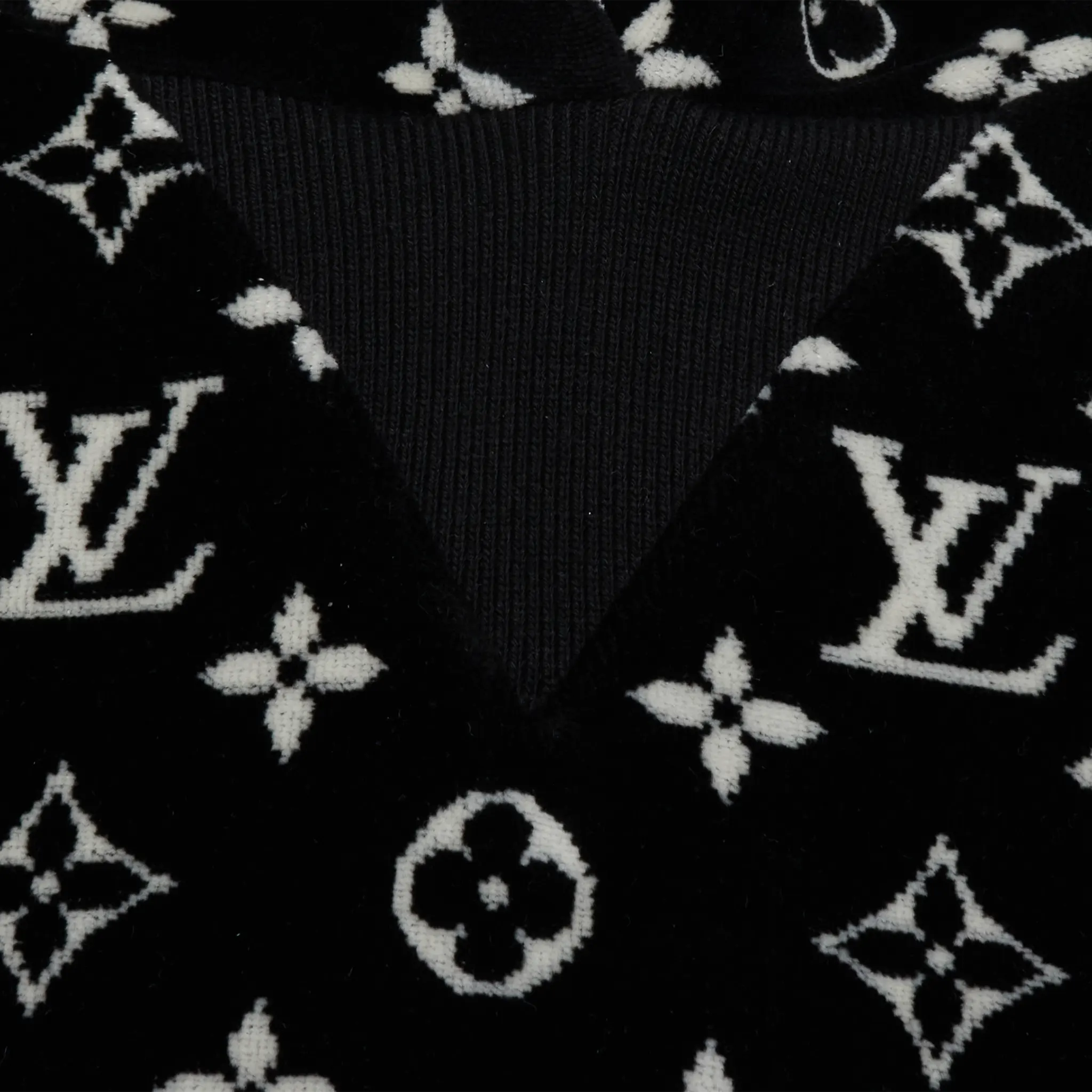 Detailed View of Louis Vuitton LV Monogram Oversized Black White Hoodie 1AAKV1