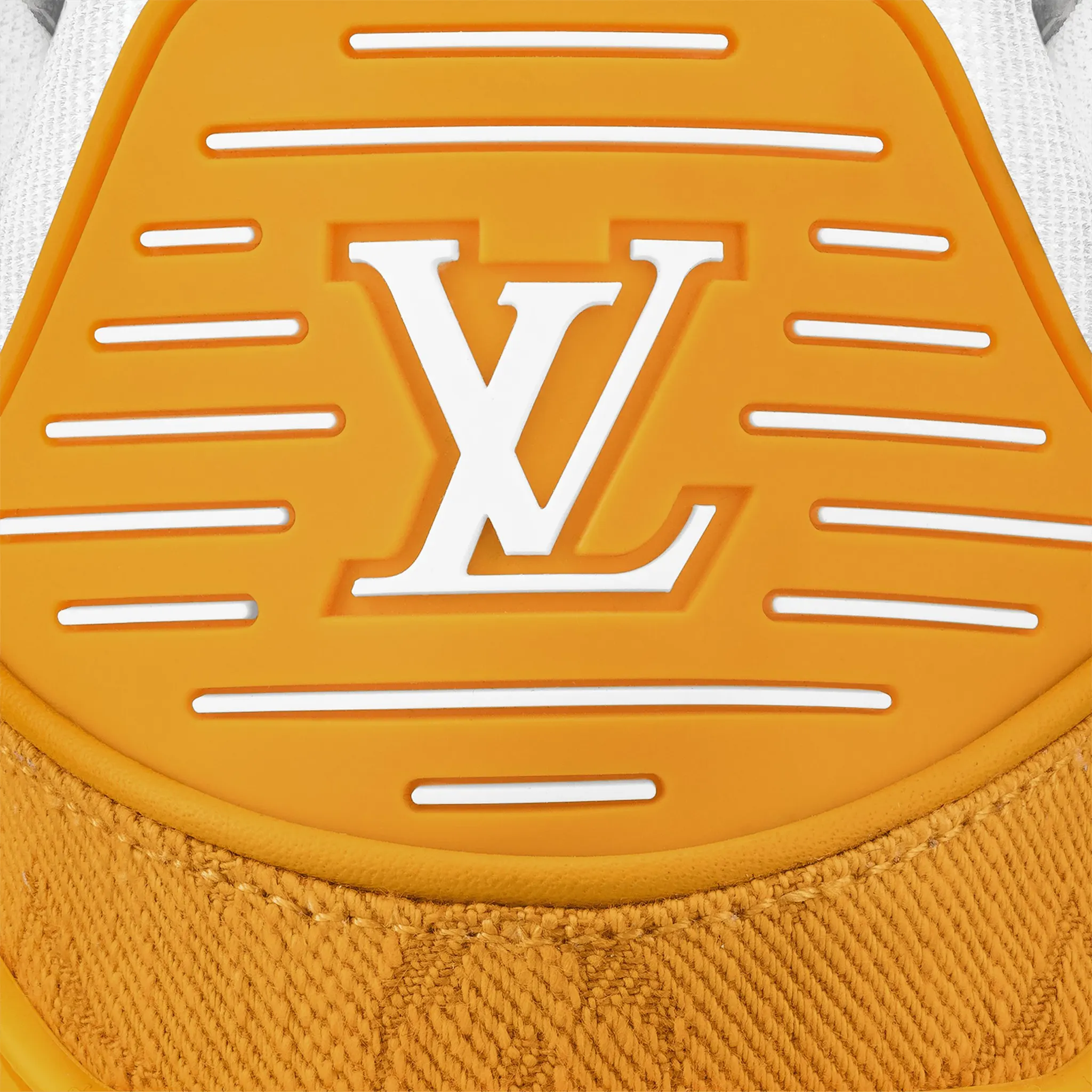 Detailed View of Louis Vuitton LV Monogram Yellow Denim Sneaker 1A9JHB
