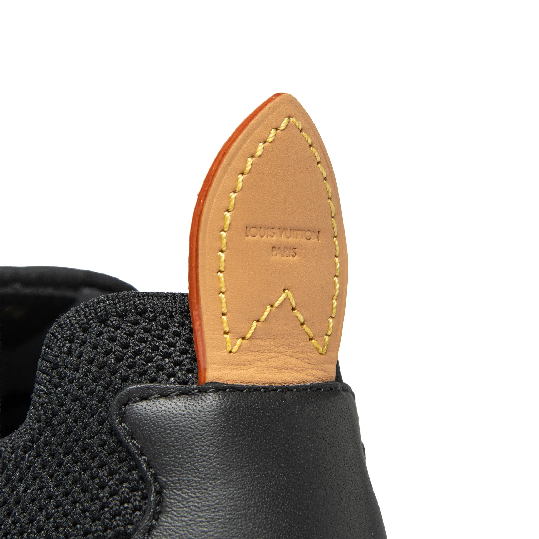 Heel Tab View of Louis Vuitton LV Runner Tatic Black Sneaker