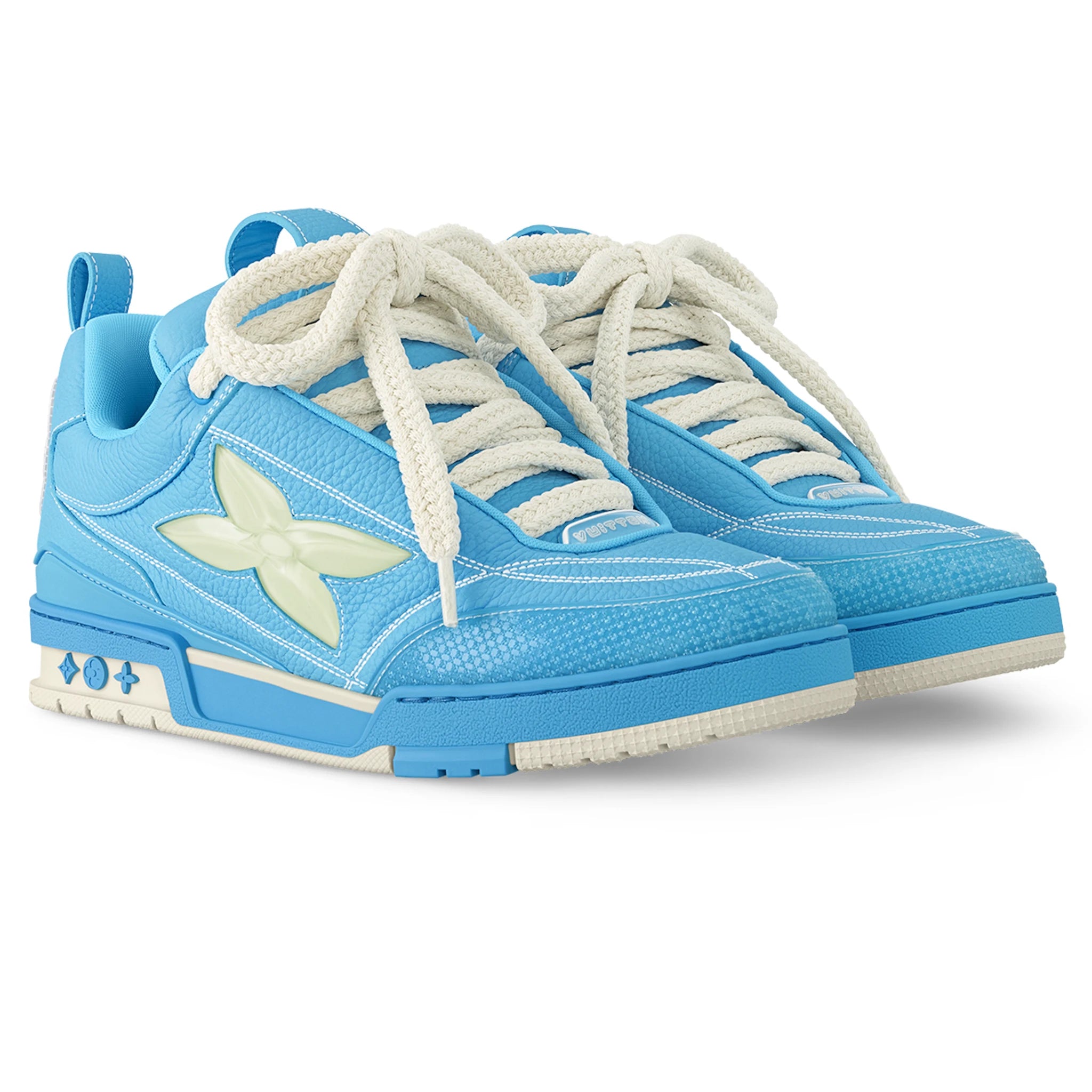Front side view of Louis Vuitton LV Skate Monogram Trainer Baby Blue Sneaker NVPROD4830220V