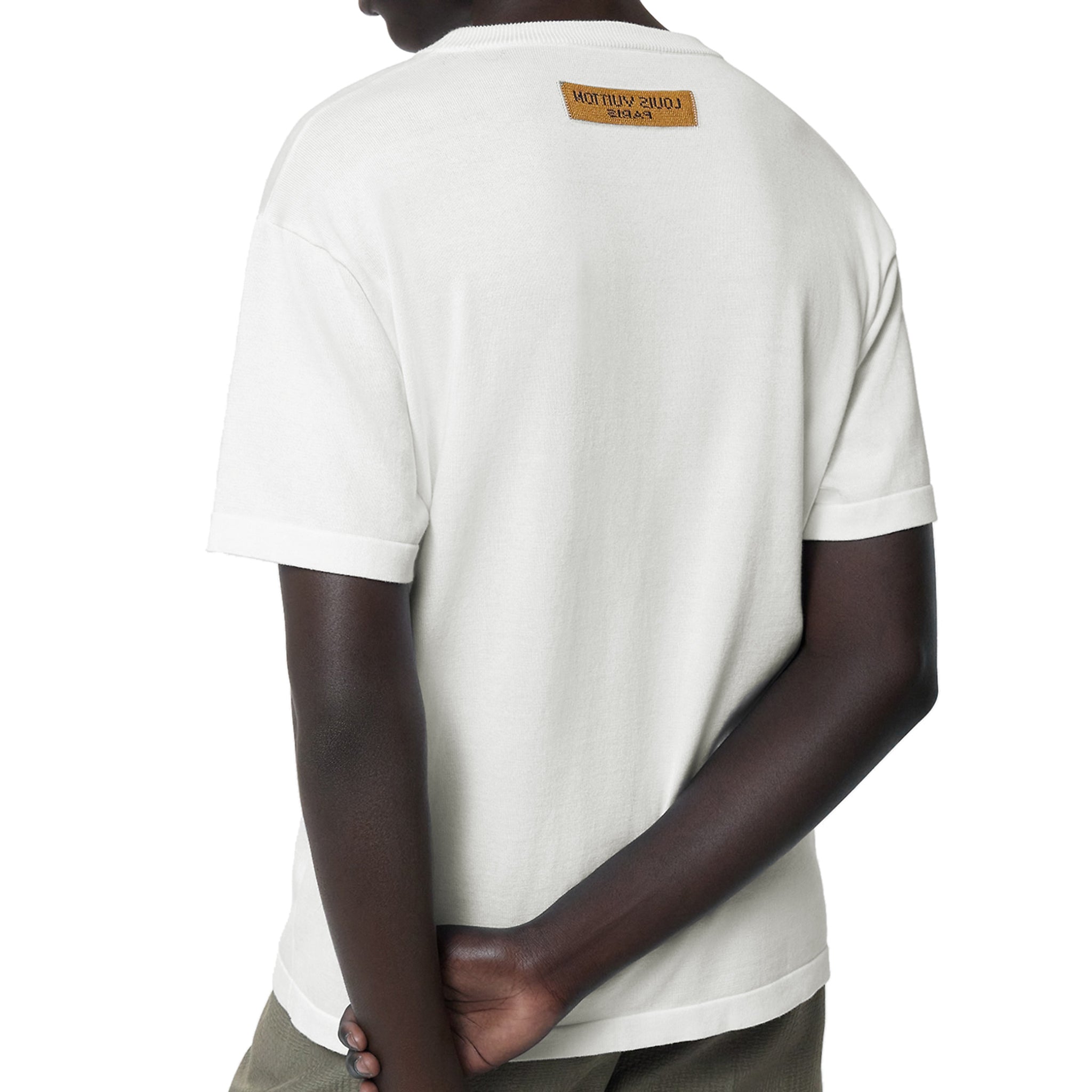 Back model view of Louis Vuitton LV Teen bedroom White T Shirt 1ABY43