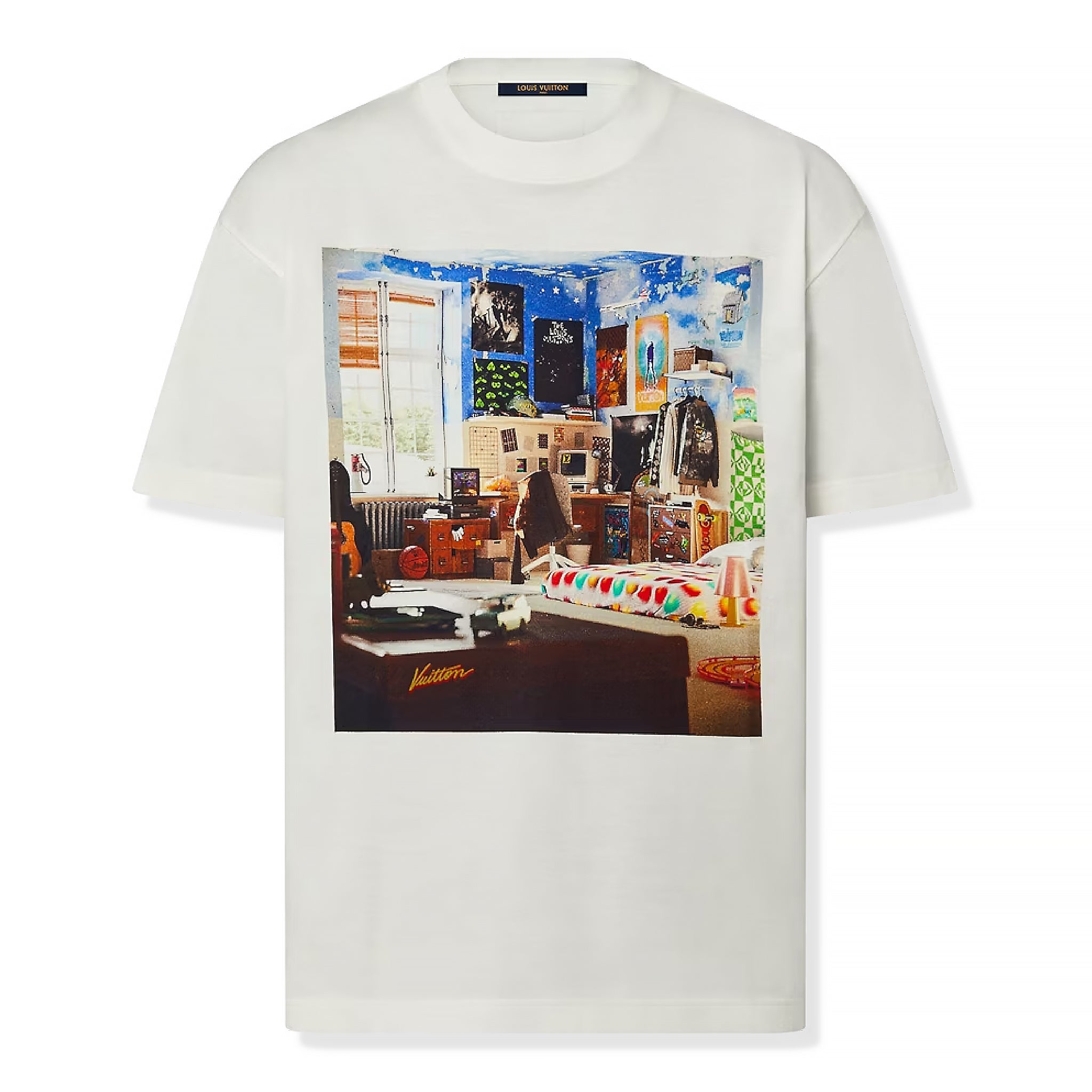 Front view of Louis Vuitton LV Teen bedroom White T Shirt 1ABY43