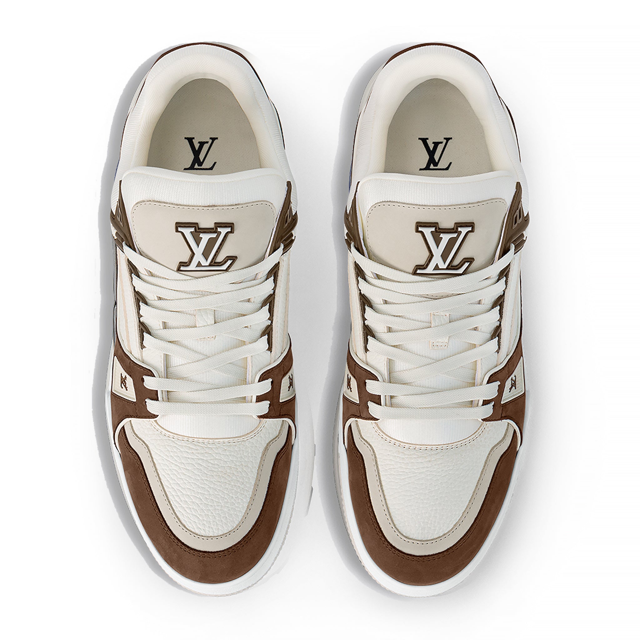 Top view of Louis Vuitton LV Trainer Calf Leather Moka Sneaker NVPROD4280067V