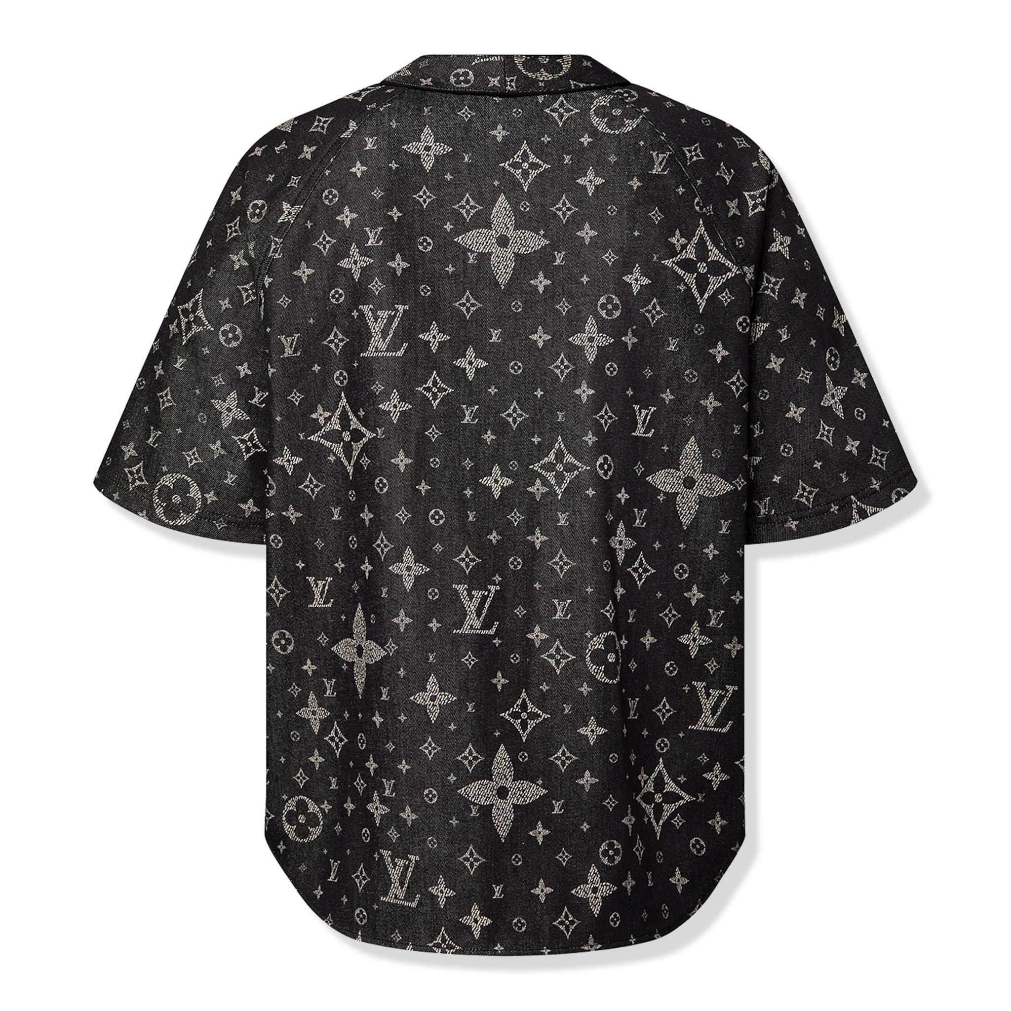 BAck view of Louis Vuitton Monogram Denim Black Baseball Shirt NVPROD4830078V