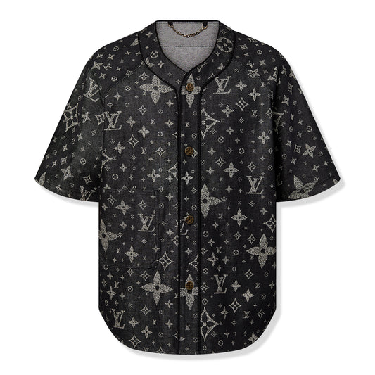Louis Vuitton Monogram Denim Black Baseball Shirt