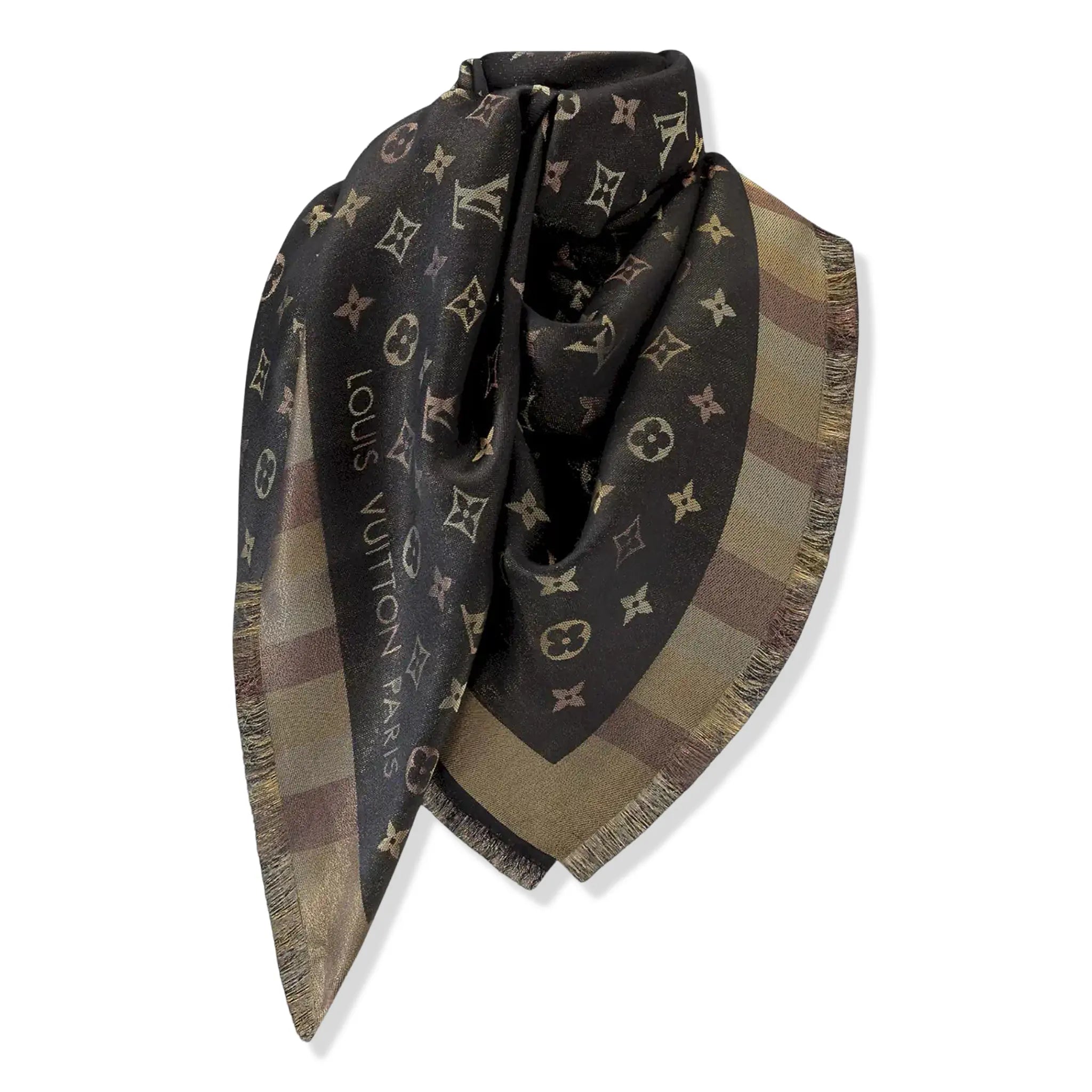Model View of Louis Vuitton Monogram Shine Brown Shawl