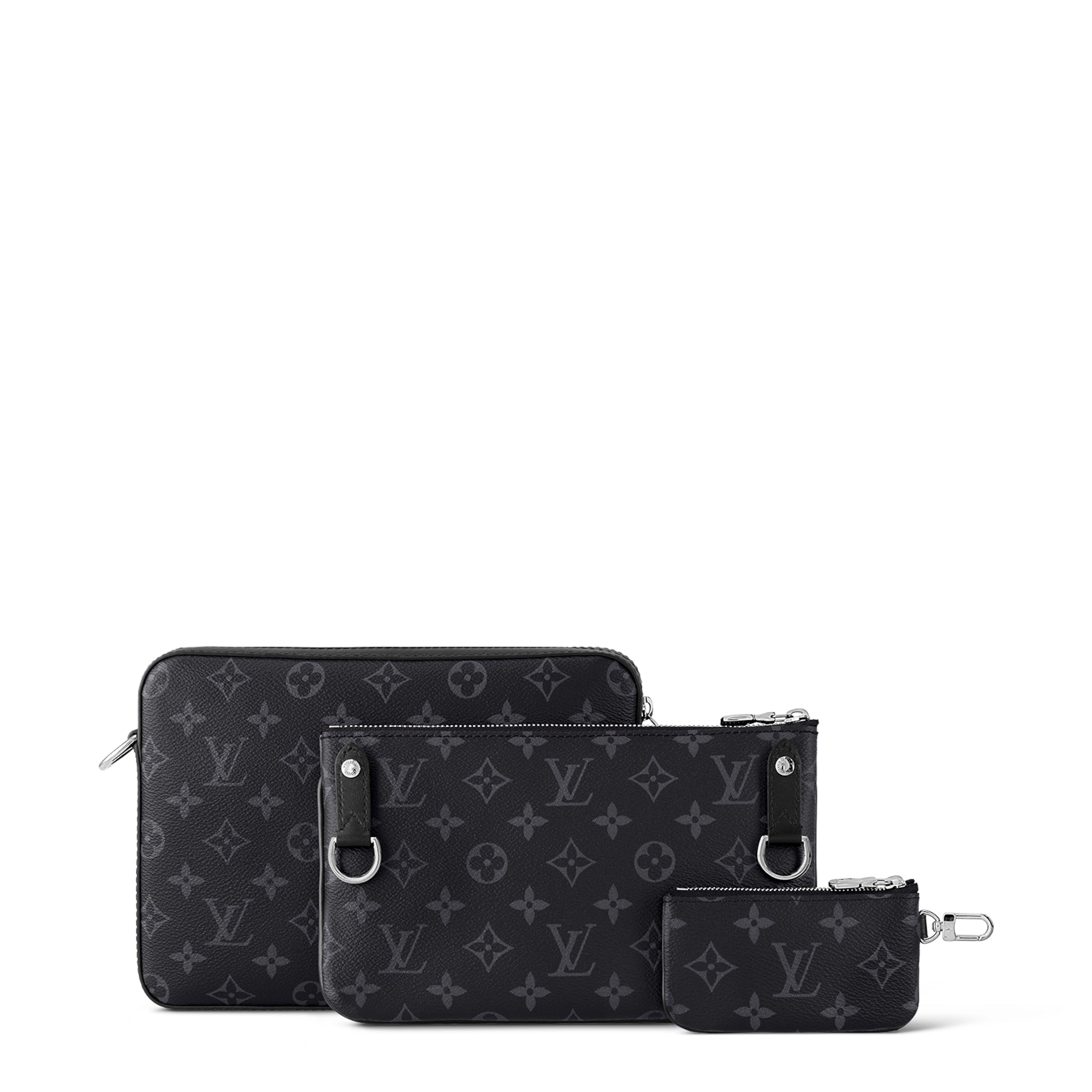 Back view of Louis Vuitton Monogram Trio Messenger Bag Black Grey NVPROD2320039V