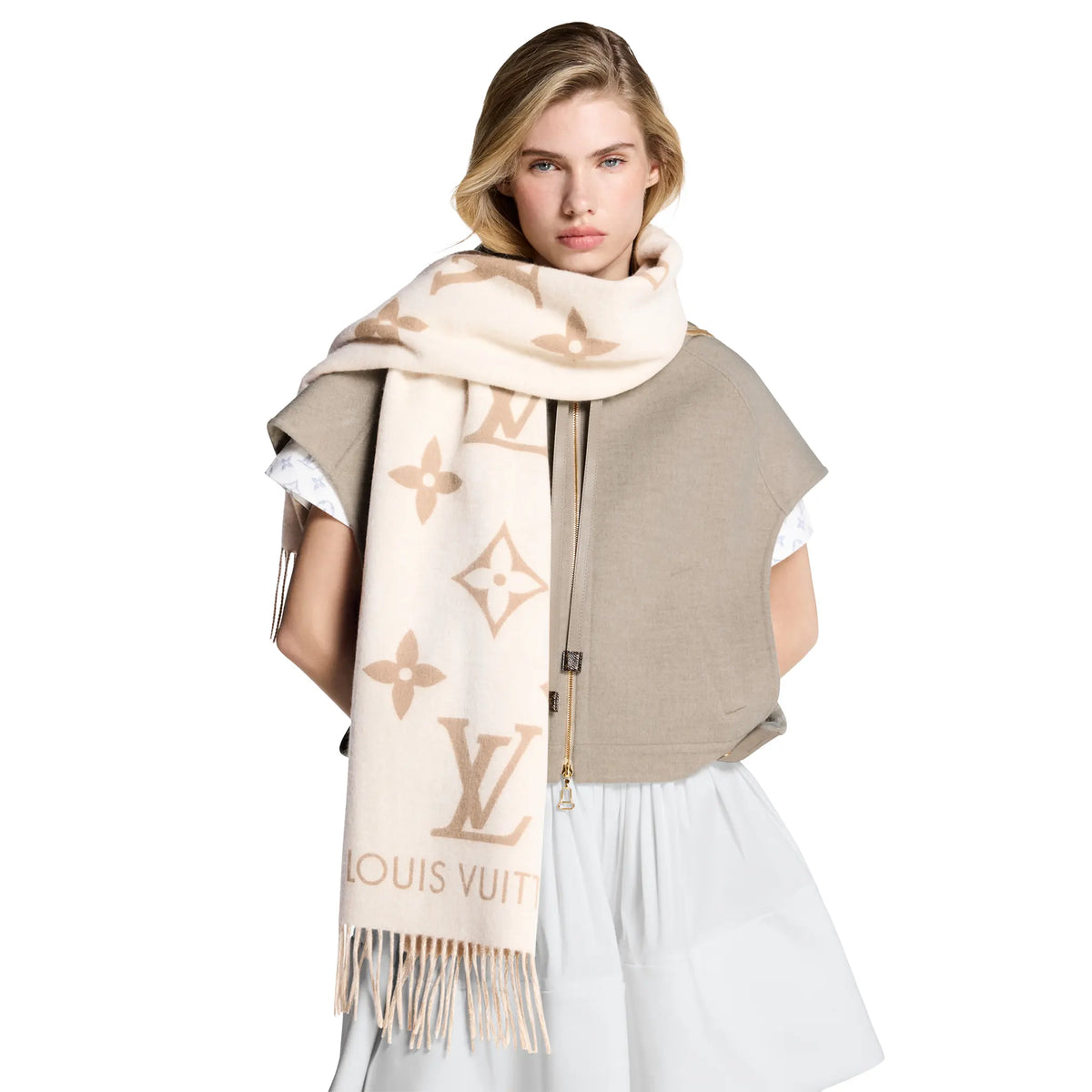Louis Vuitton Reykjavik Beige Clair Scarf | M78123 Louis Vuitton Reykjavik Beige Clair Scarf | M78123
