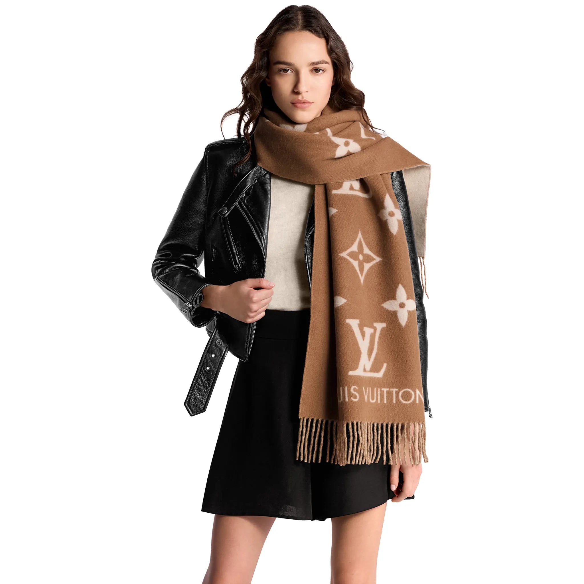 Front View of Louis Vuitton Reykjavik Sandy Scarf M76067