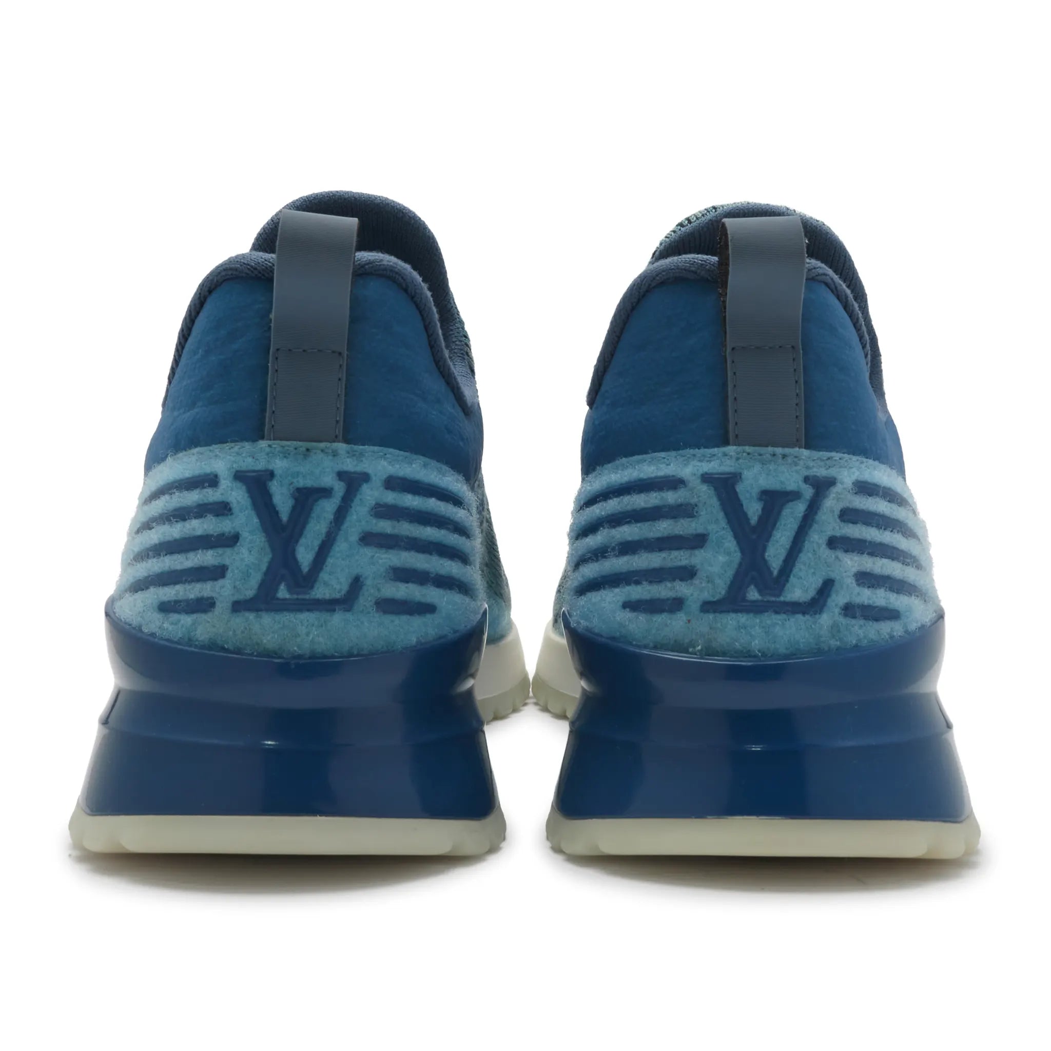 Back View of Louis Vuitton V.N.R Low Blue Knit Sneaker 1A3UIF
