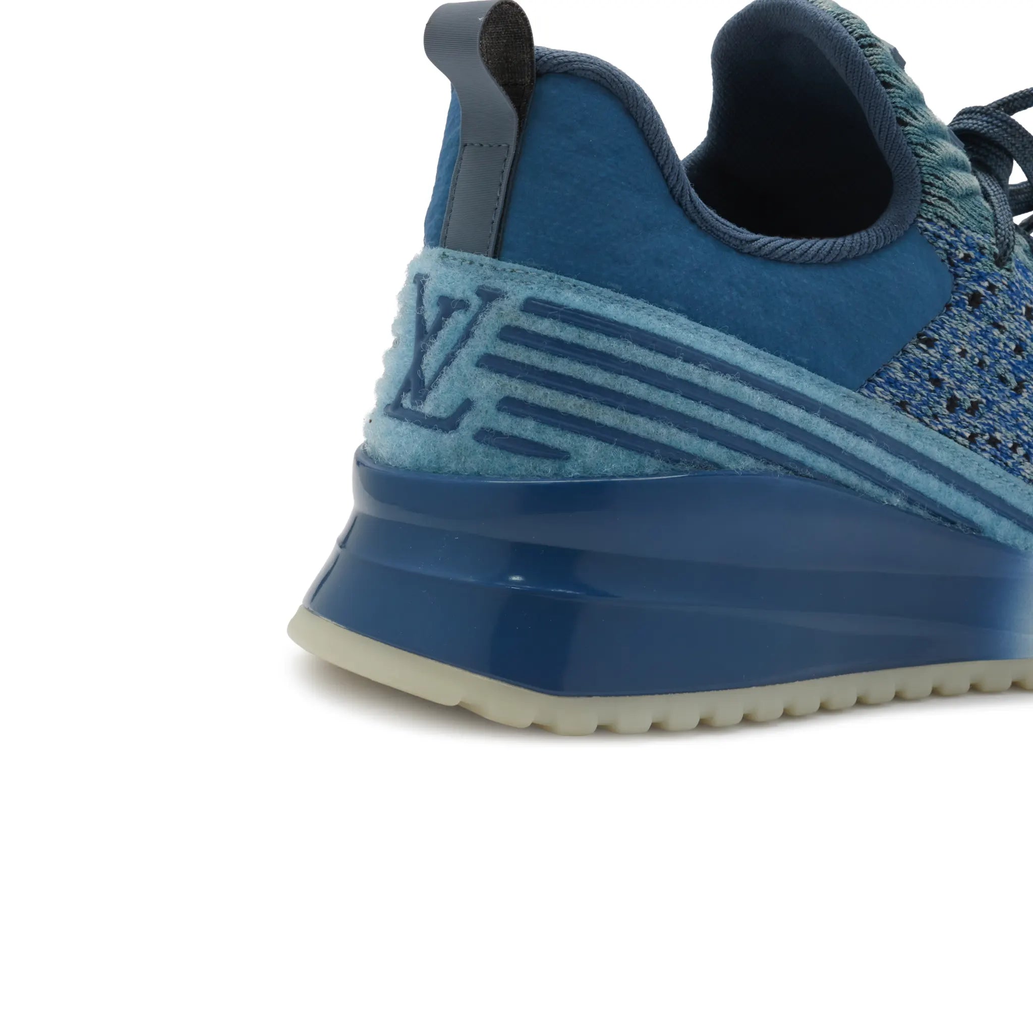 Detailed View of Louis Vuitton V.N.R Low Blue Knit Sneaker 1A3UIF