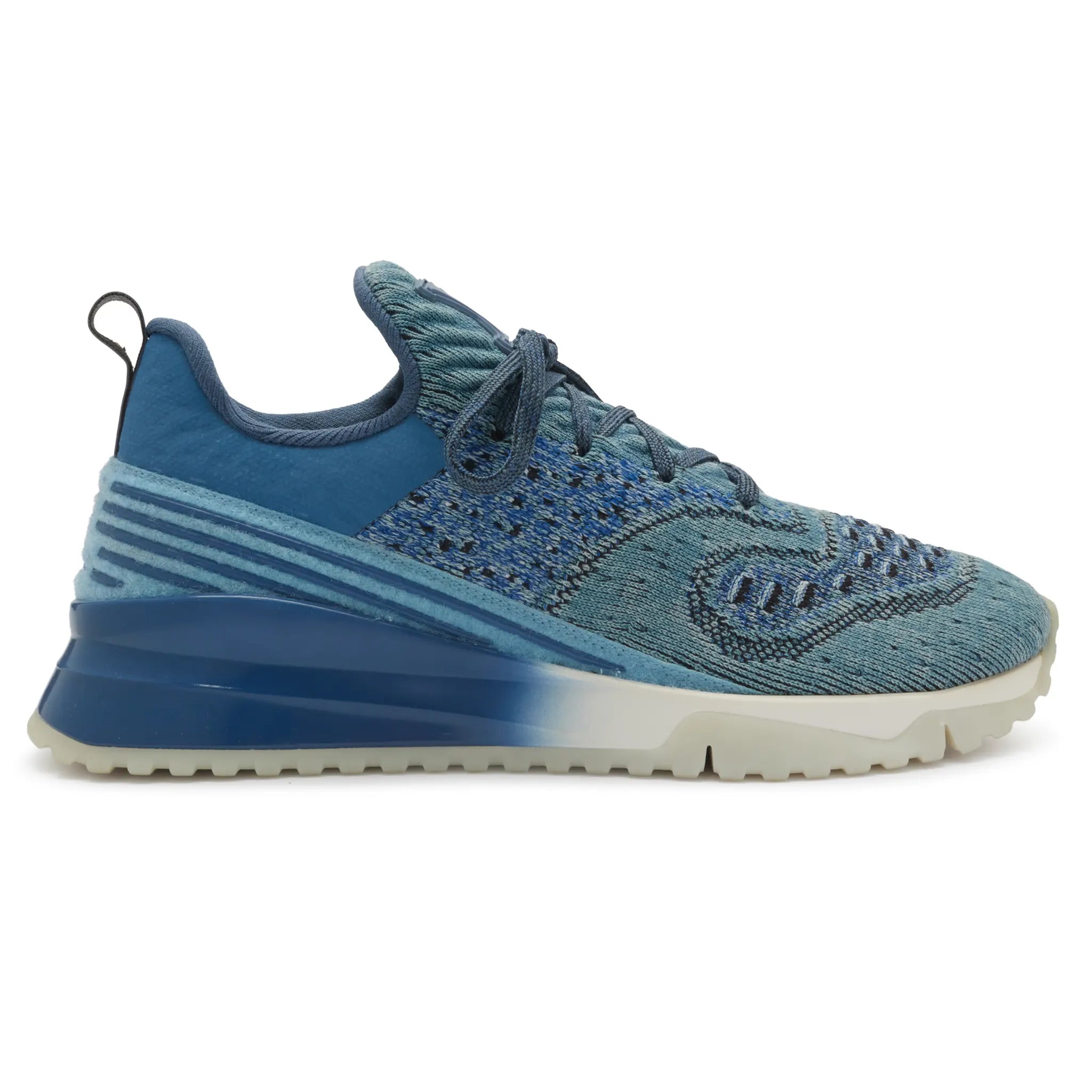 Side View of Louis Vuitton V.N.R Low Blue Knit Sneaker 1A3UIF