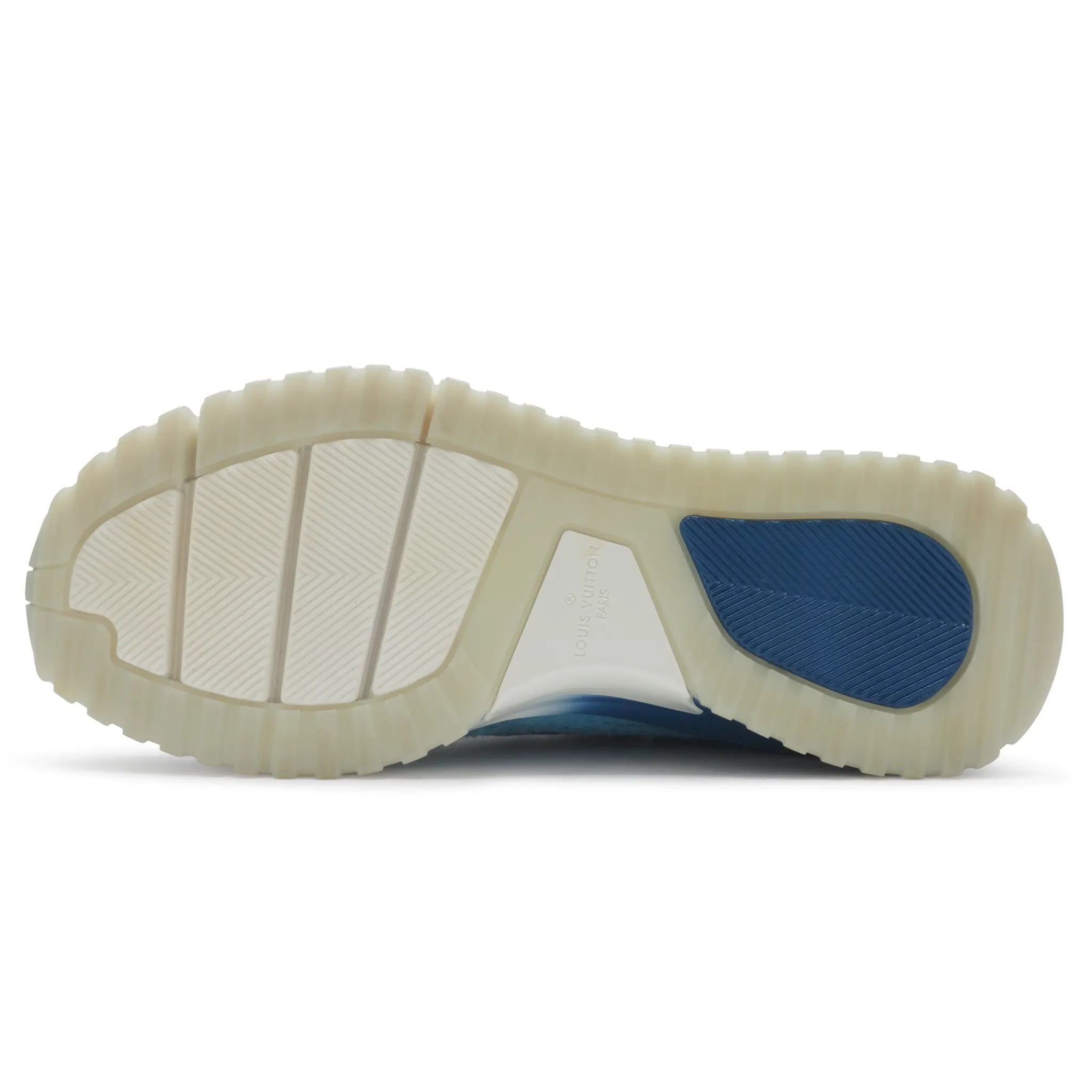 Sole View of Louis Vuitton V.N.R Low Blue Knit Sneaker 1A3UIF