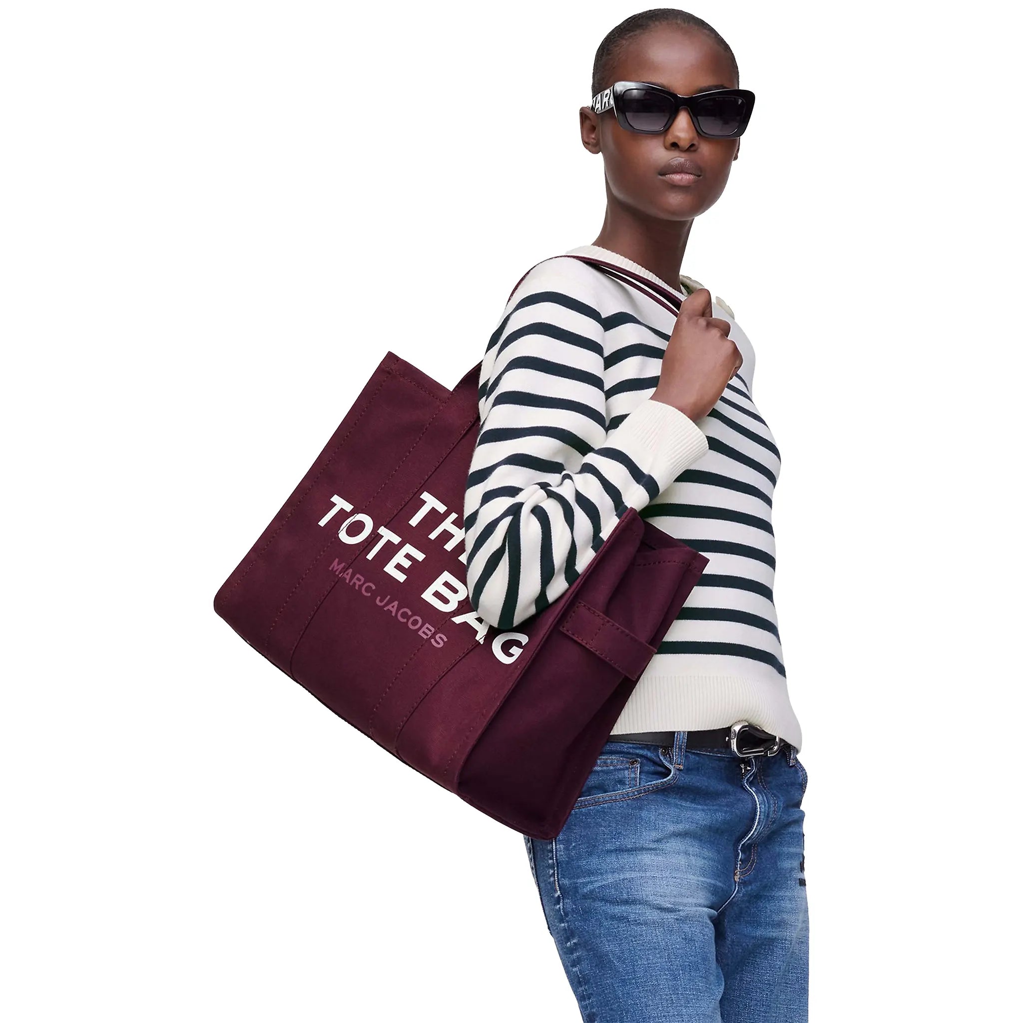 Model View of Mark Jacobs Large Dark Plum Tote Bag M0016156