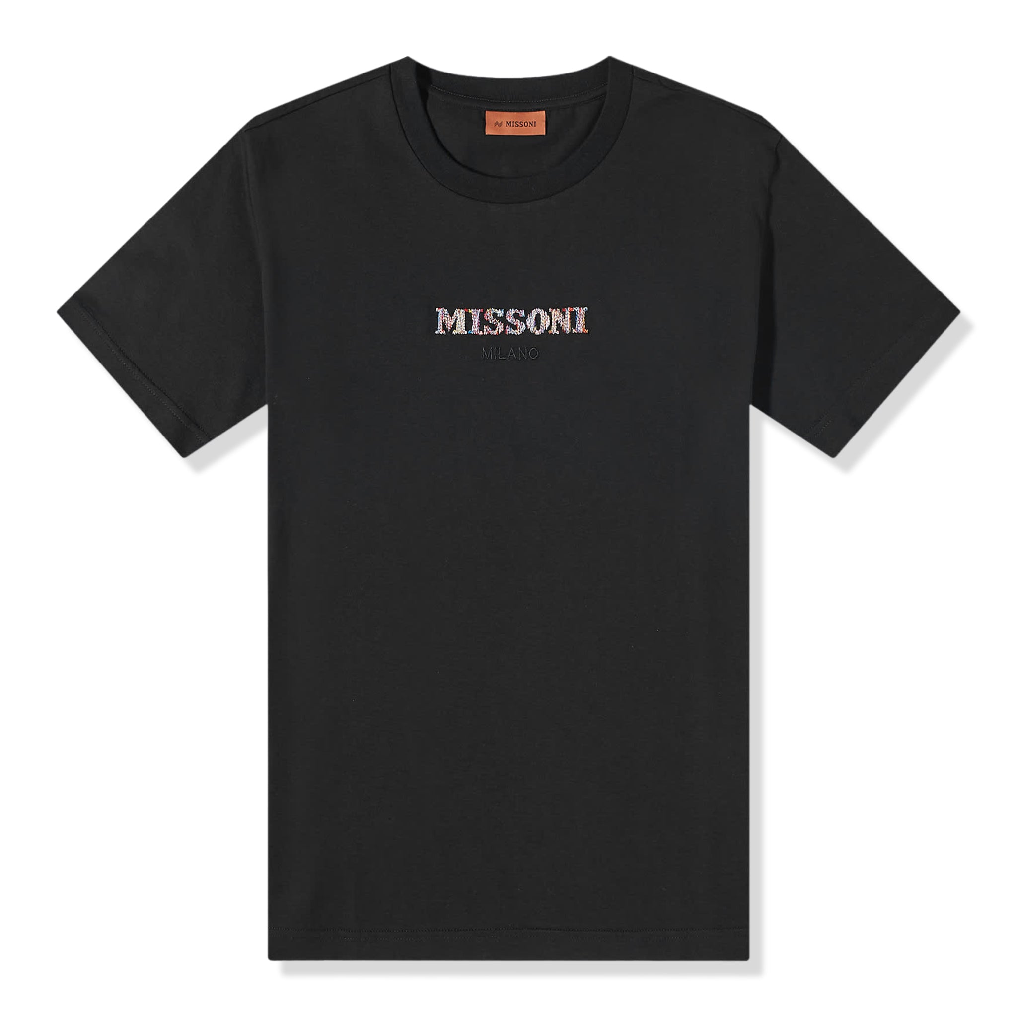 Front view of Missoni Embroidered Logo Optic Black T Shirt UC22SL03BJ00C7S91AN