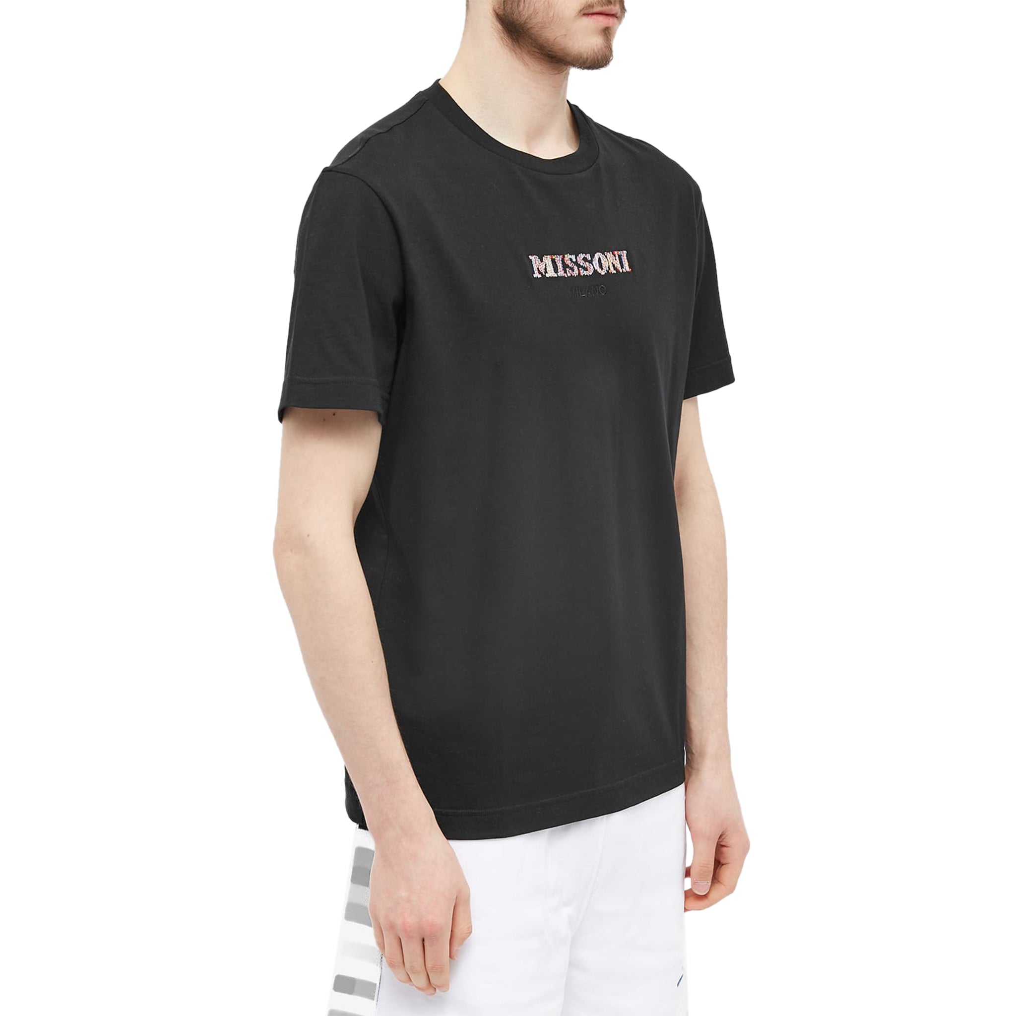 Front model view of Missoni Embroidered Logo Optic Black T Shirt UC22SL03BJ00C7S91AN