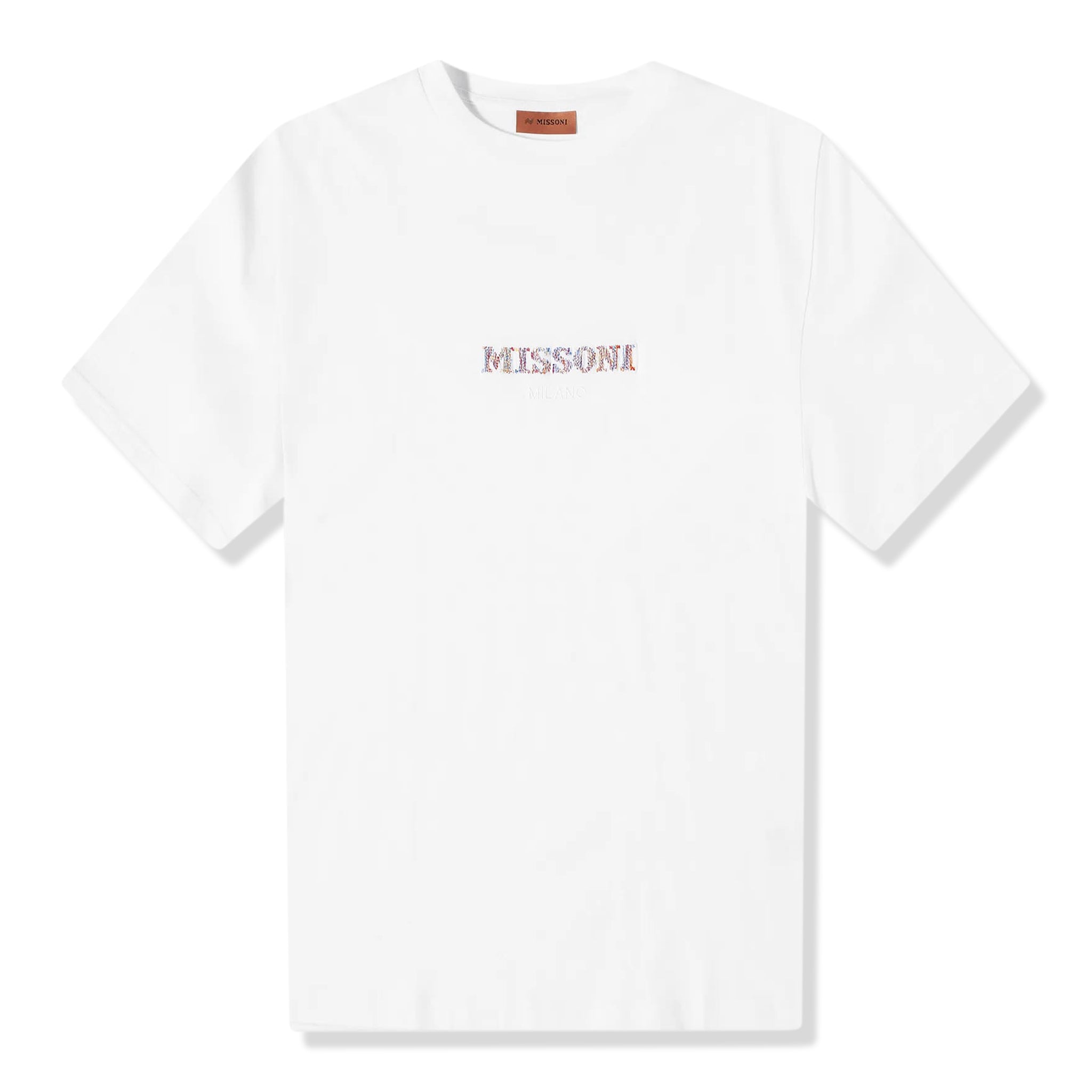 Front view of Missoni Embroidered Logo Optic White T Shirt UC22SL03BJ00C7S013U