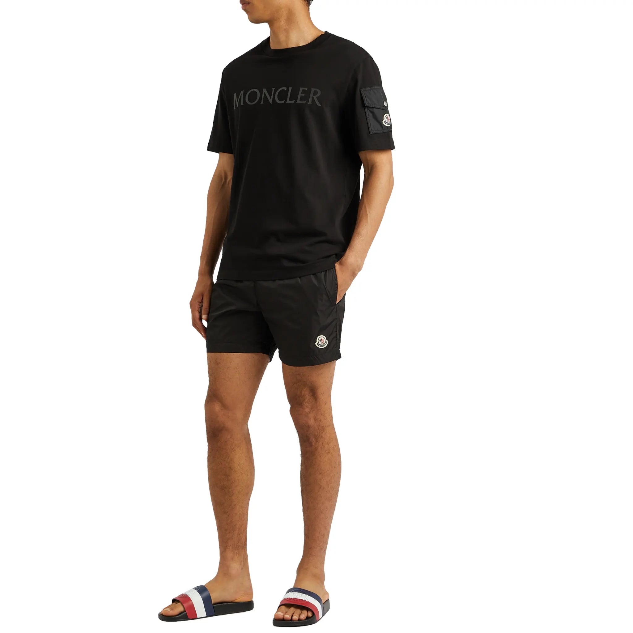 Model view of Moncler Black Swim Shorts J10912C0000453326