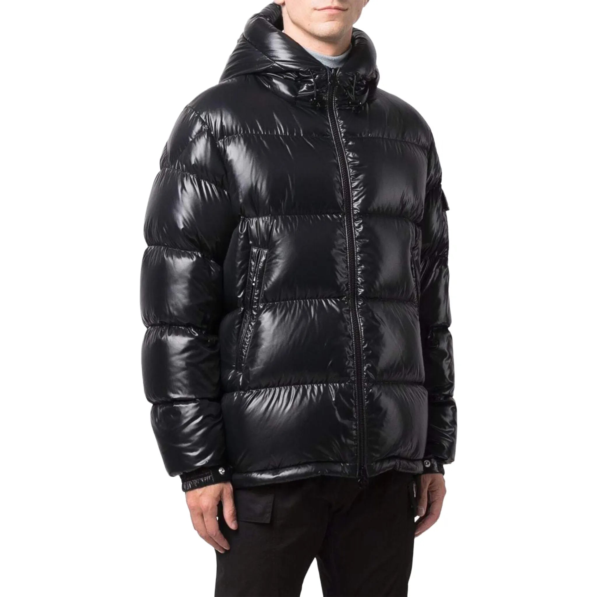 Front Side View of Moncler Ecrins Padded Down Black Jacket G20911A0016868950