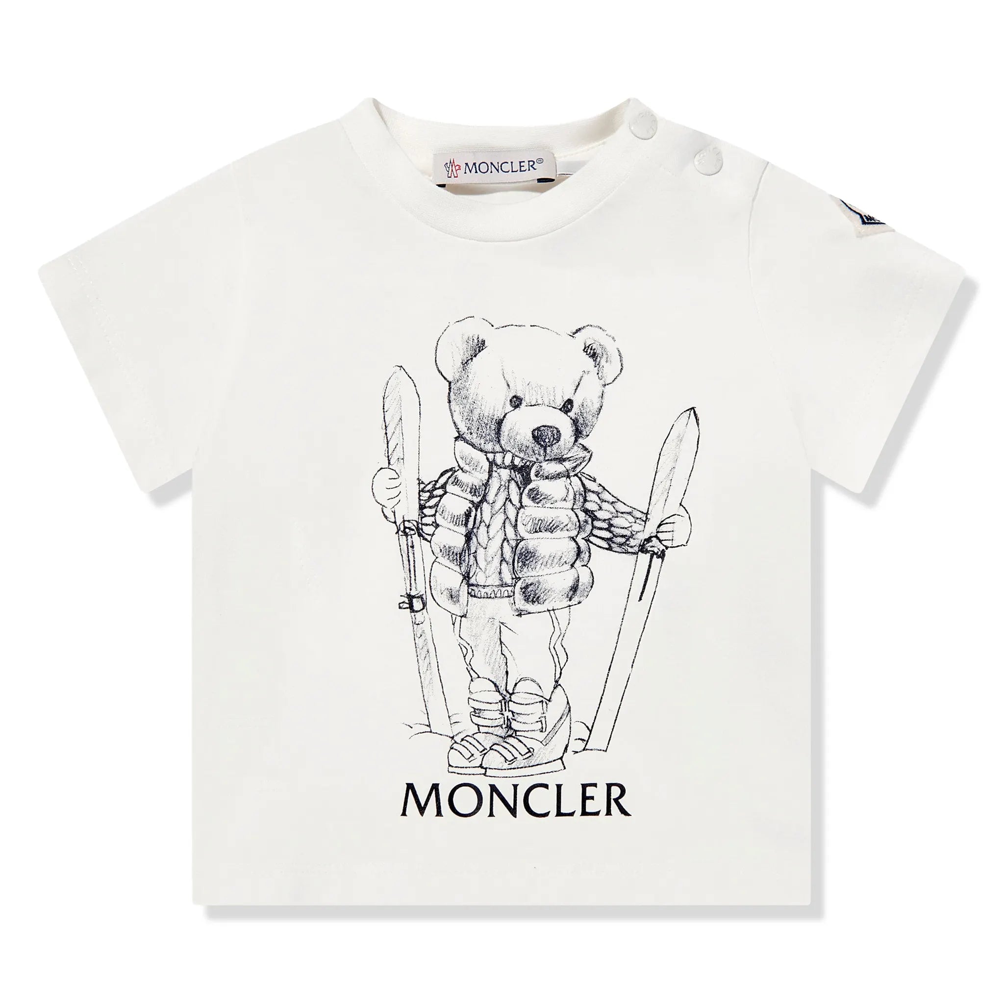 Front View of Moncler Enfant Baby Boys Ski Bear Ivory T-Shirt MONA5158107227