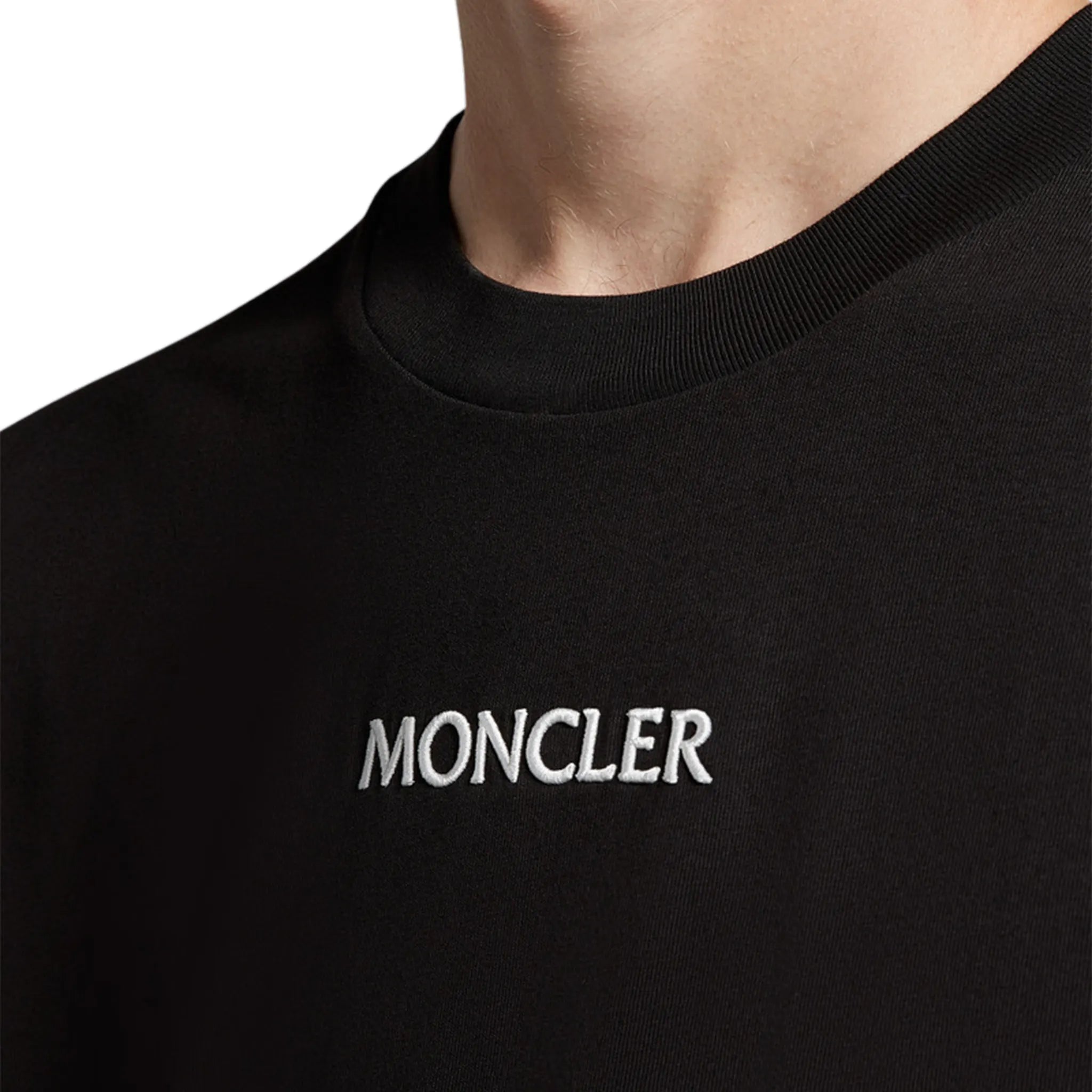 Detailed View of Moncler Graphic Logo Black T Shirt H20918C000328390T999