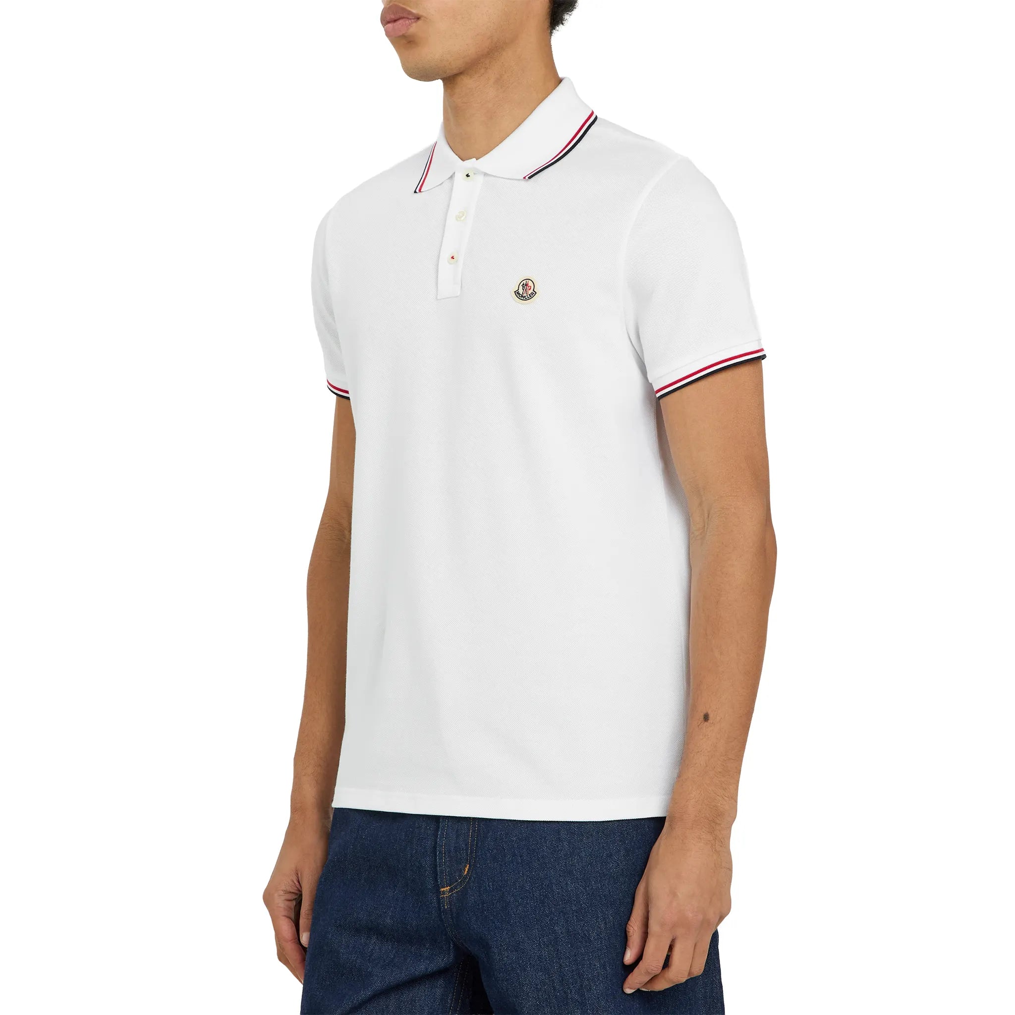 Model View of Moncler Logo Cotton Maglia Polo Shirt K10918A7030084556001
