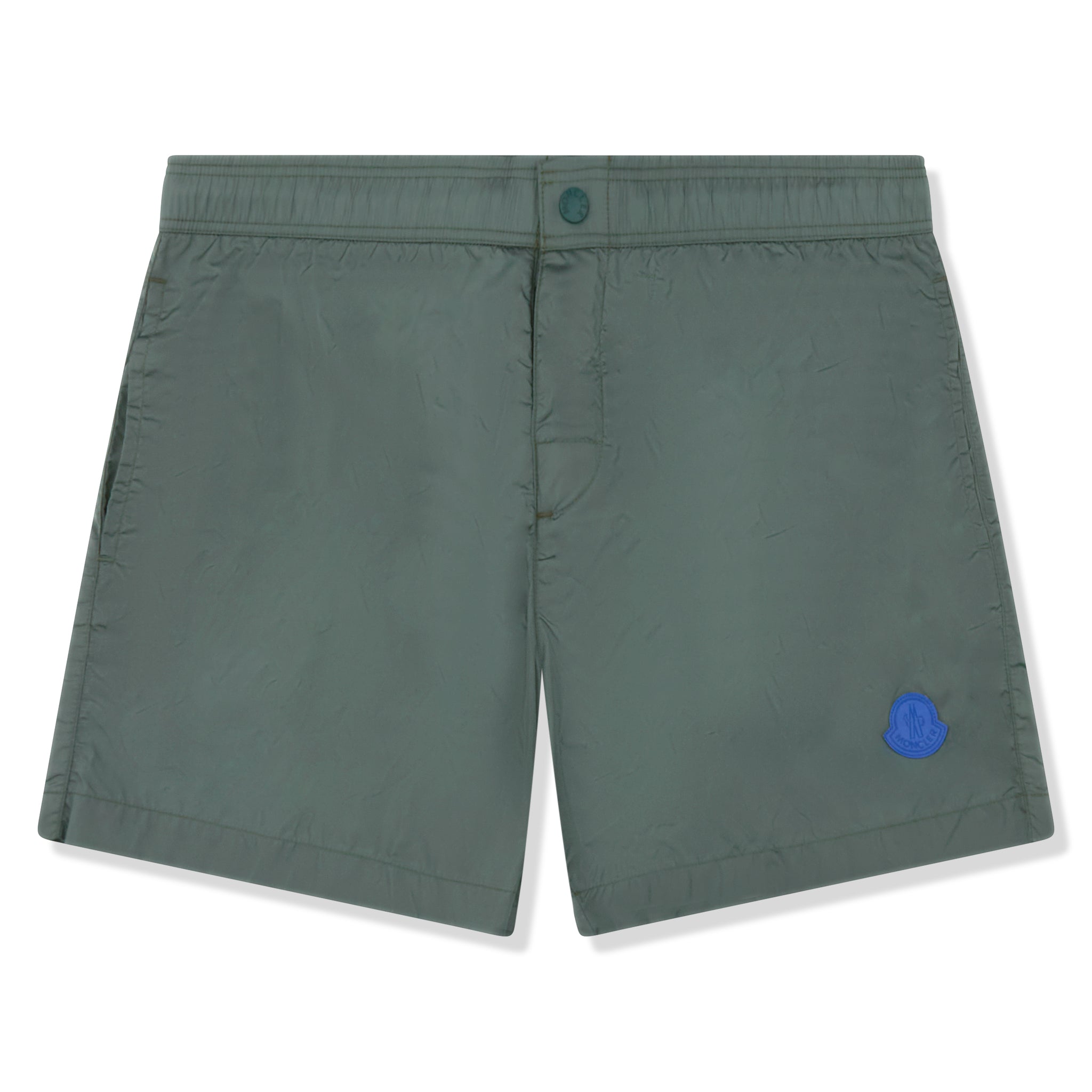 Image of Moncler Logo Patch Green Swim Shorts