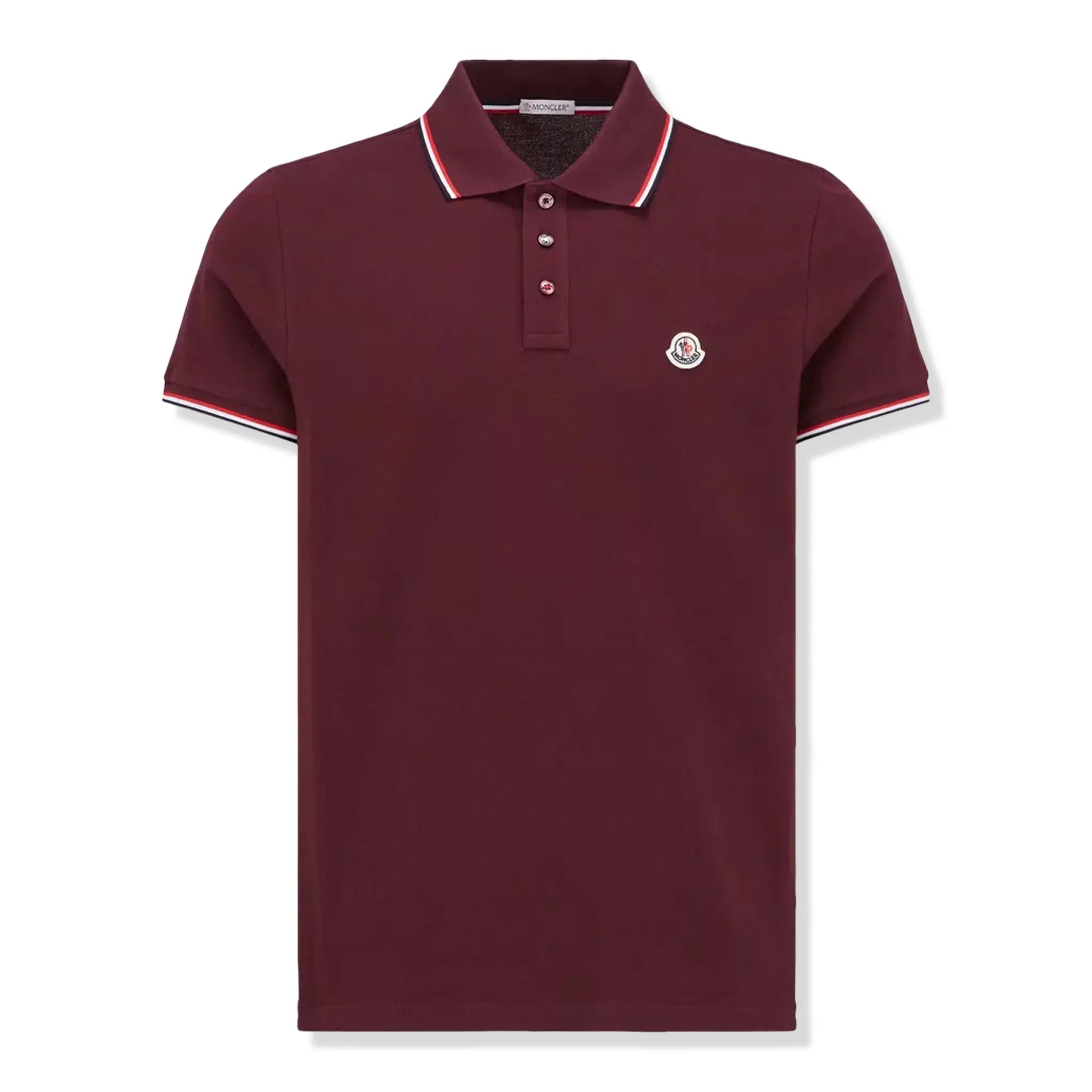 Front view of Moncler Maglia Burgundy Polo Shirt J10918A7030084556499