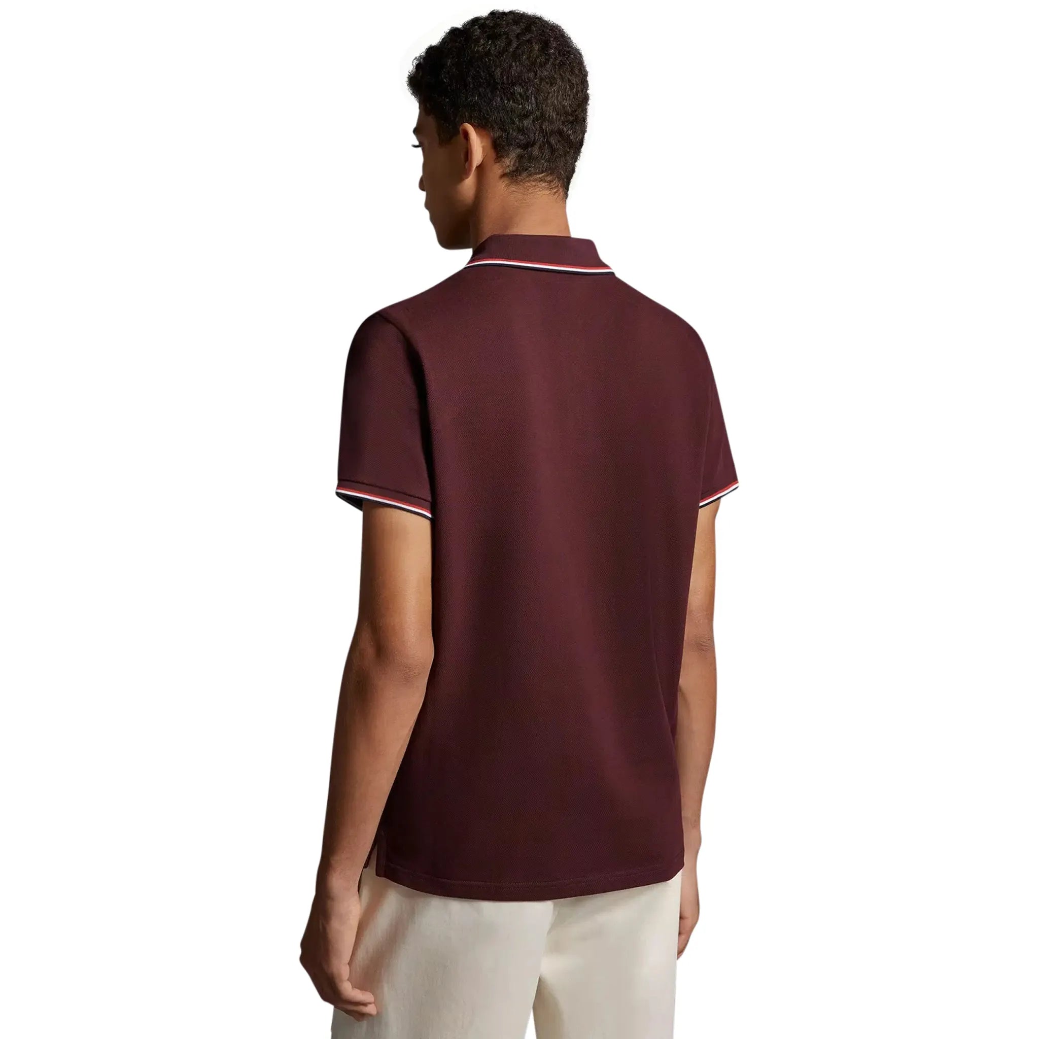 Model Back view of Moncler Maglia Burgundy Polo Shirt J10918A7030084556499