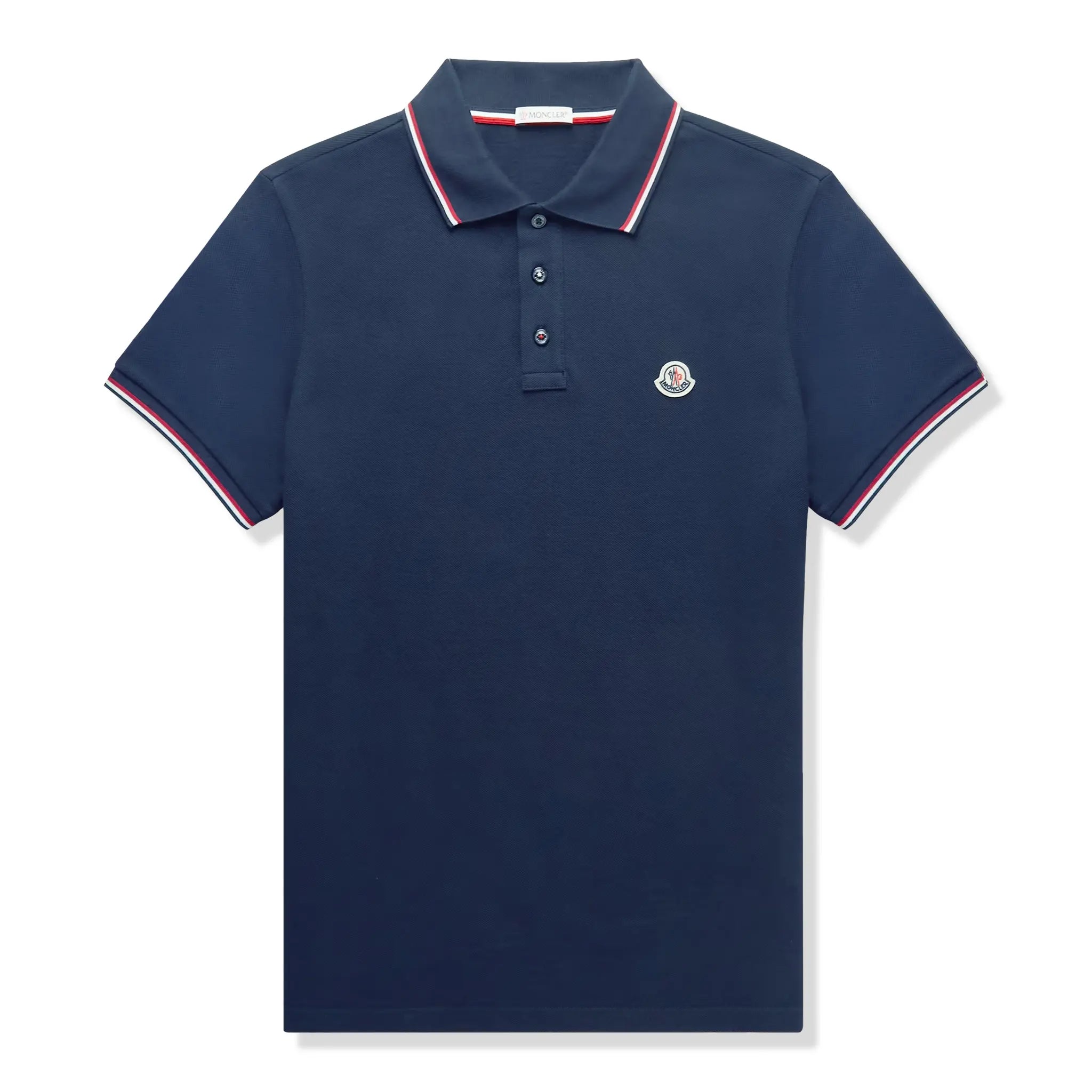 Front view of Moncler Maglia Dark Blue Polo Shirt J10918A000248455677X