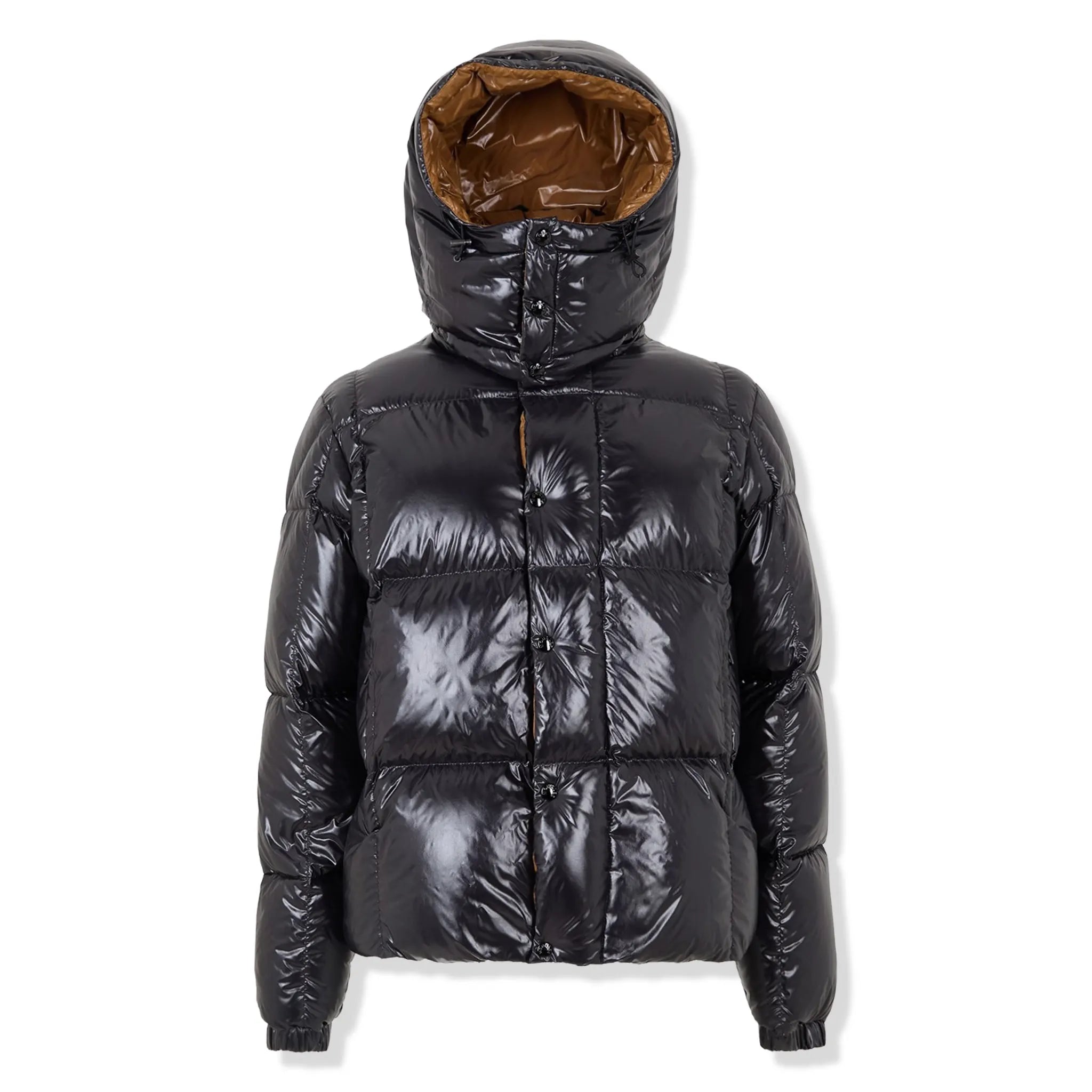 Front View of Moncler Parana Hooded Short Down Black Jacket K20911A00187597Z8