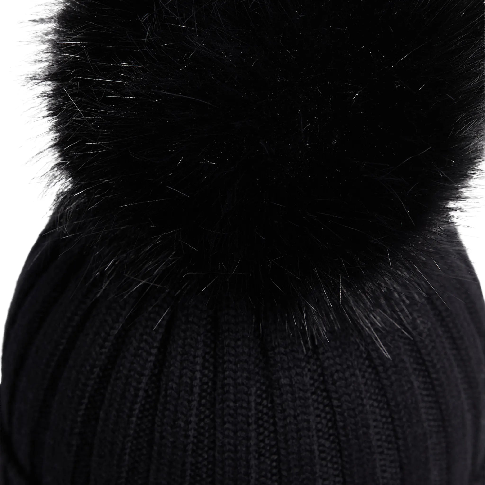 Detailed View of Moncler Wool Pom Pom Black Beanie K20933B00064M1131