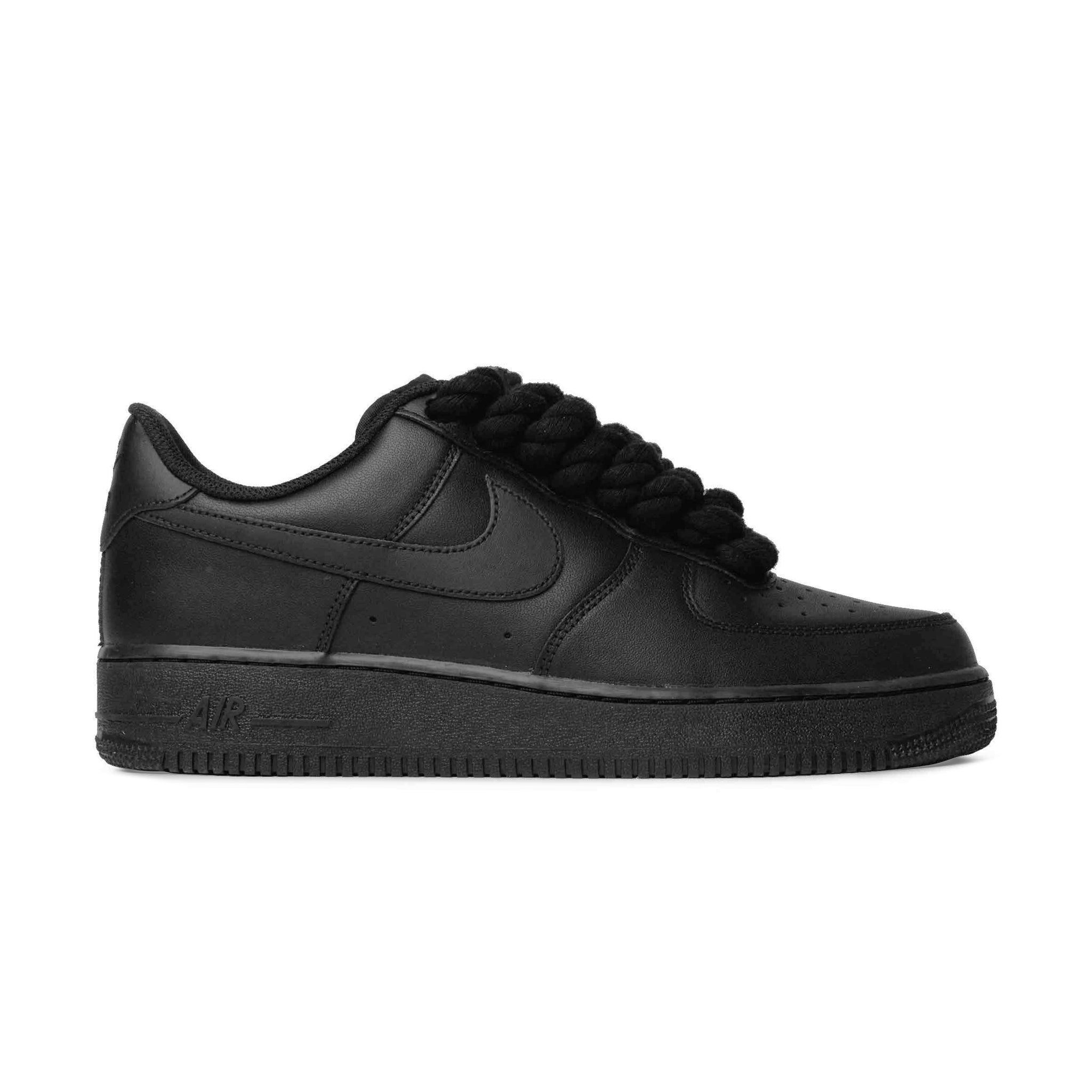 Side view of Nike Air Force 1 Low Rope Lace Black (GS) 314192-009