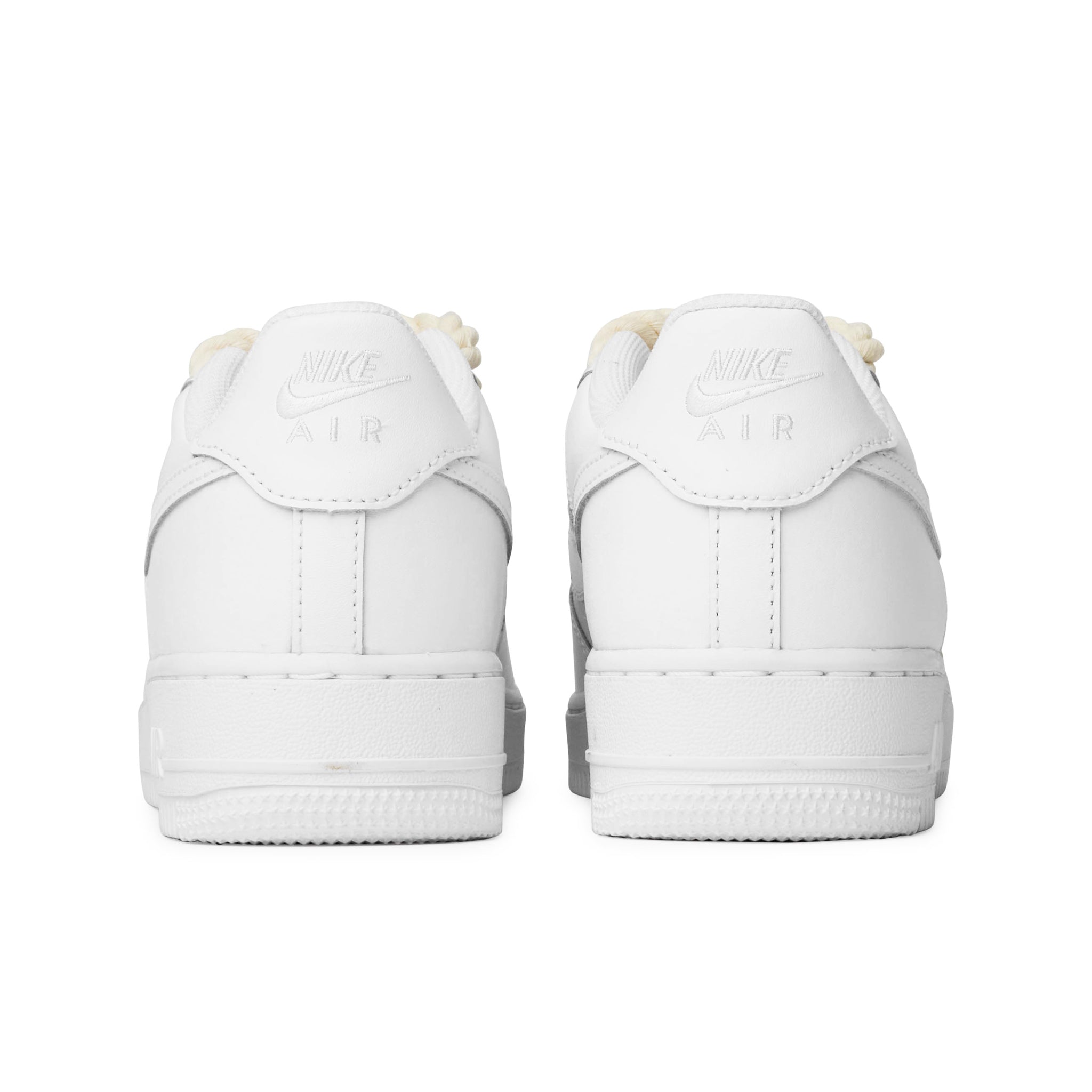 Back view of Nike Air Force 1 Low Rope Lace White Cream (GS) 314192-117