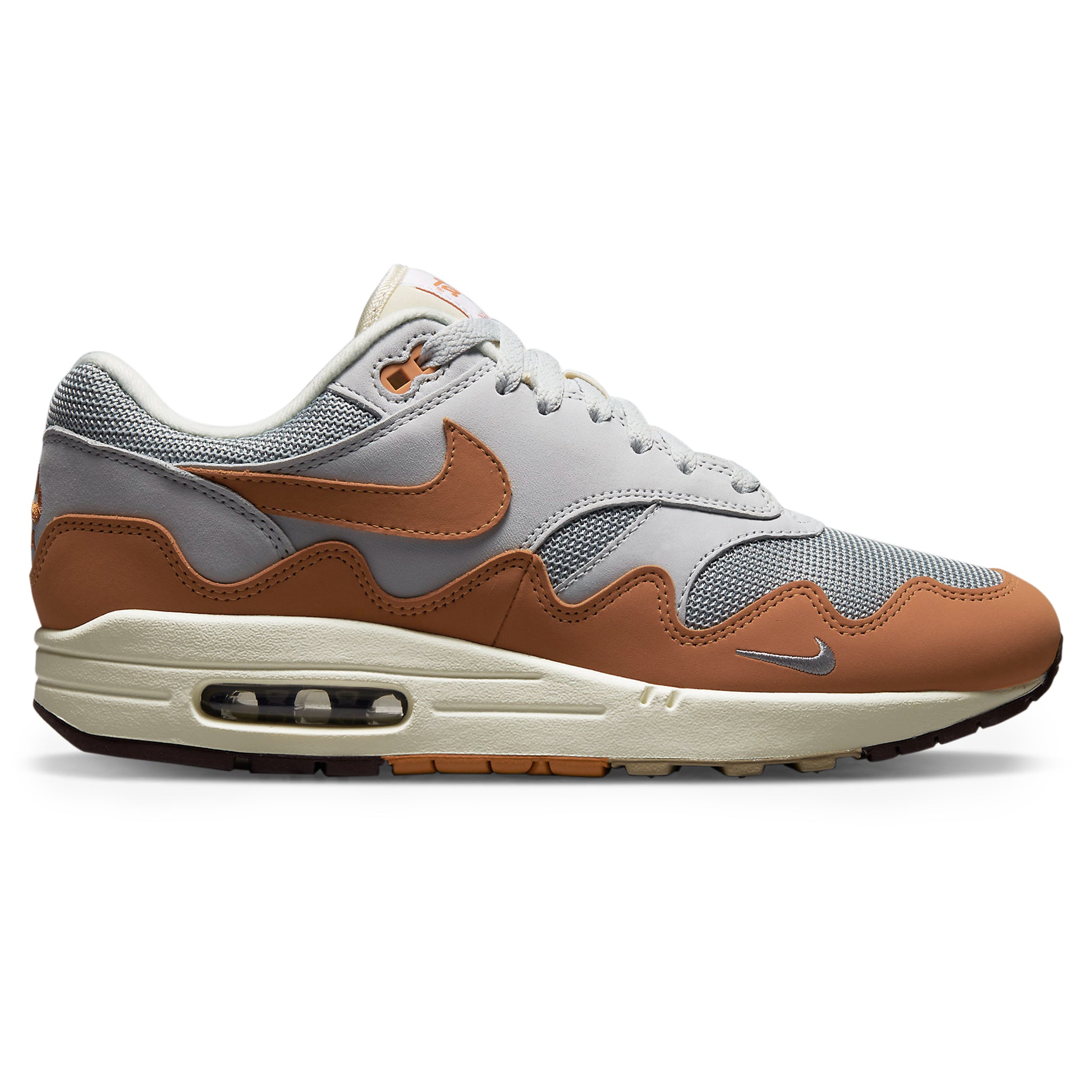 Side view of Nike Air Max 1 Patta Waves Monarch (With Bracelet) DH1348-001