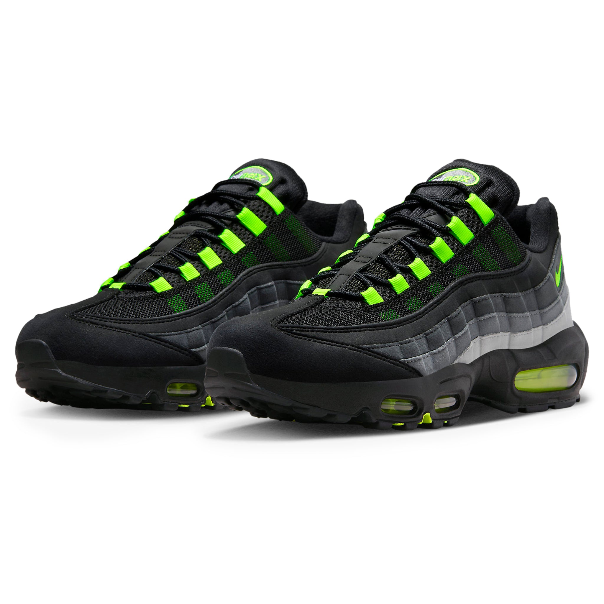 Front side view of Nike Air Max 95 Black Neon FV4710-001