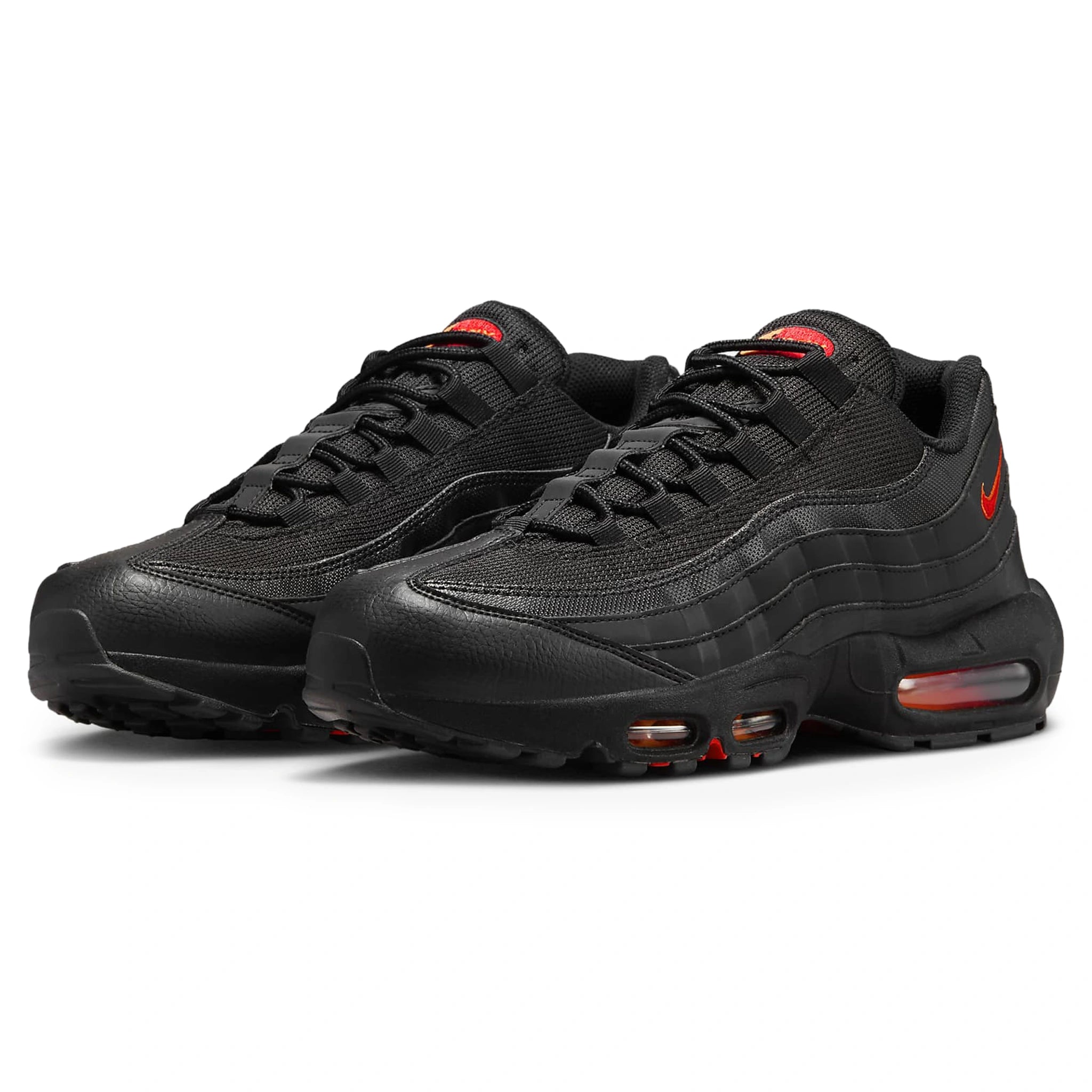Front side view of Nike Air Max 95 Black Red Orange FZ4626-002