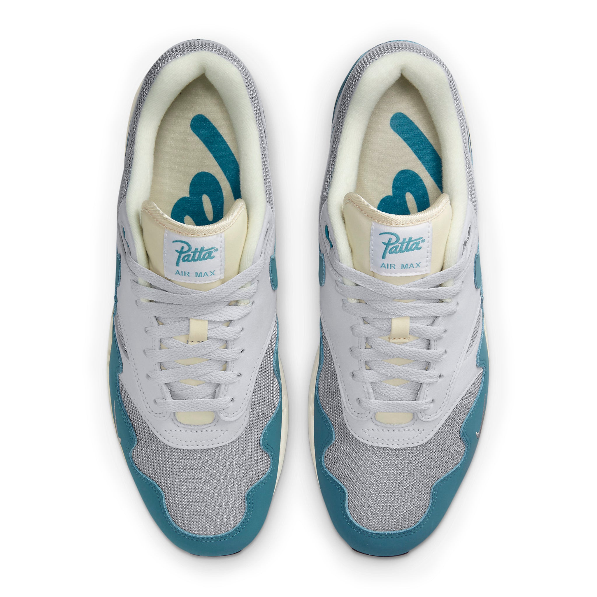 Top down view of Nike Air Max 1 Patta Waves Noise Aqua (With Bracelet) DH1348-004