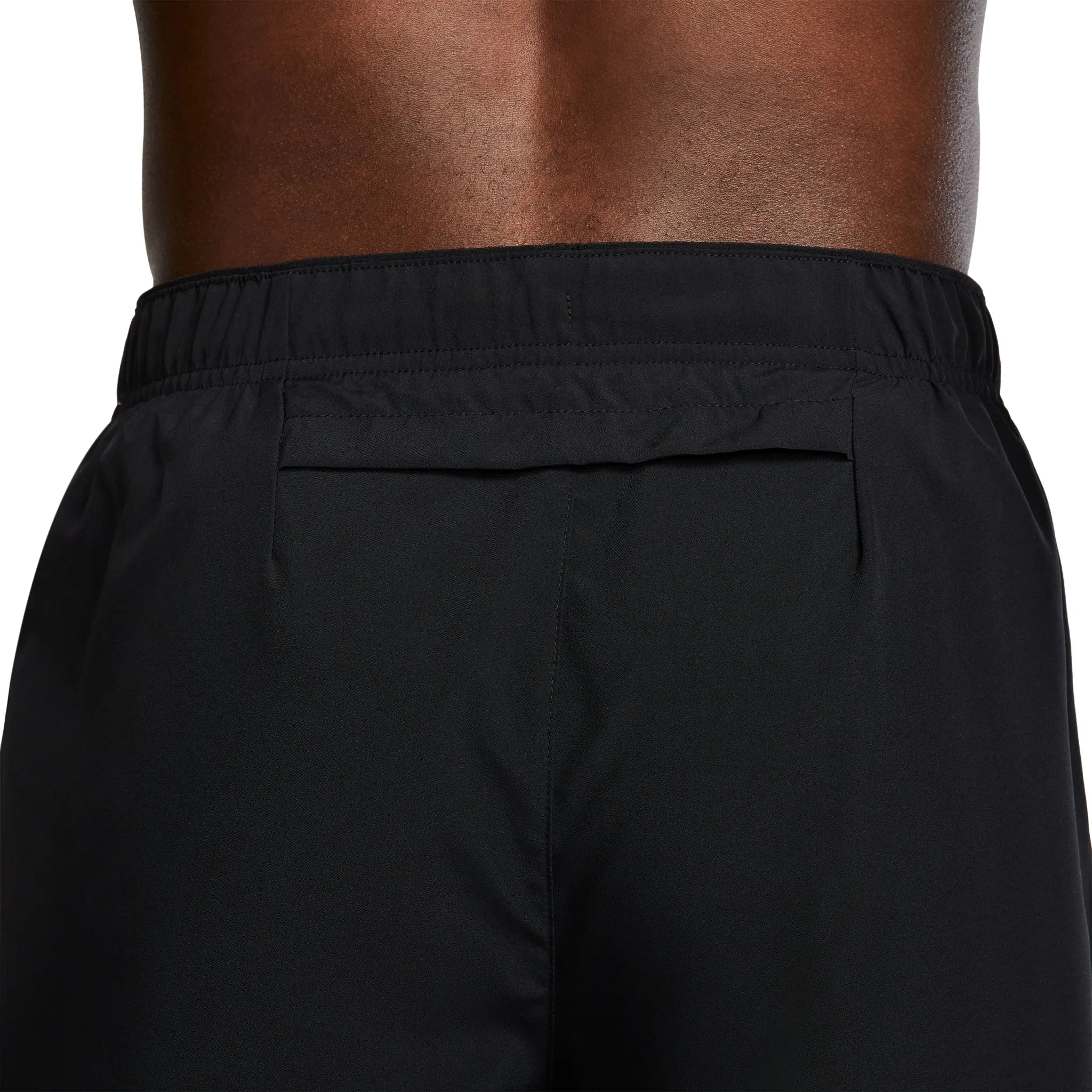 Model back pocket view of Nike Challenger 7-Inch Black Shorts CZ9067-010
