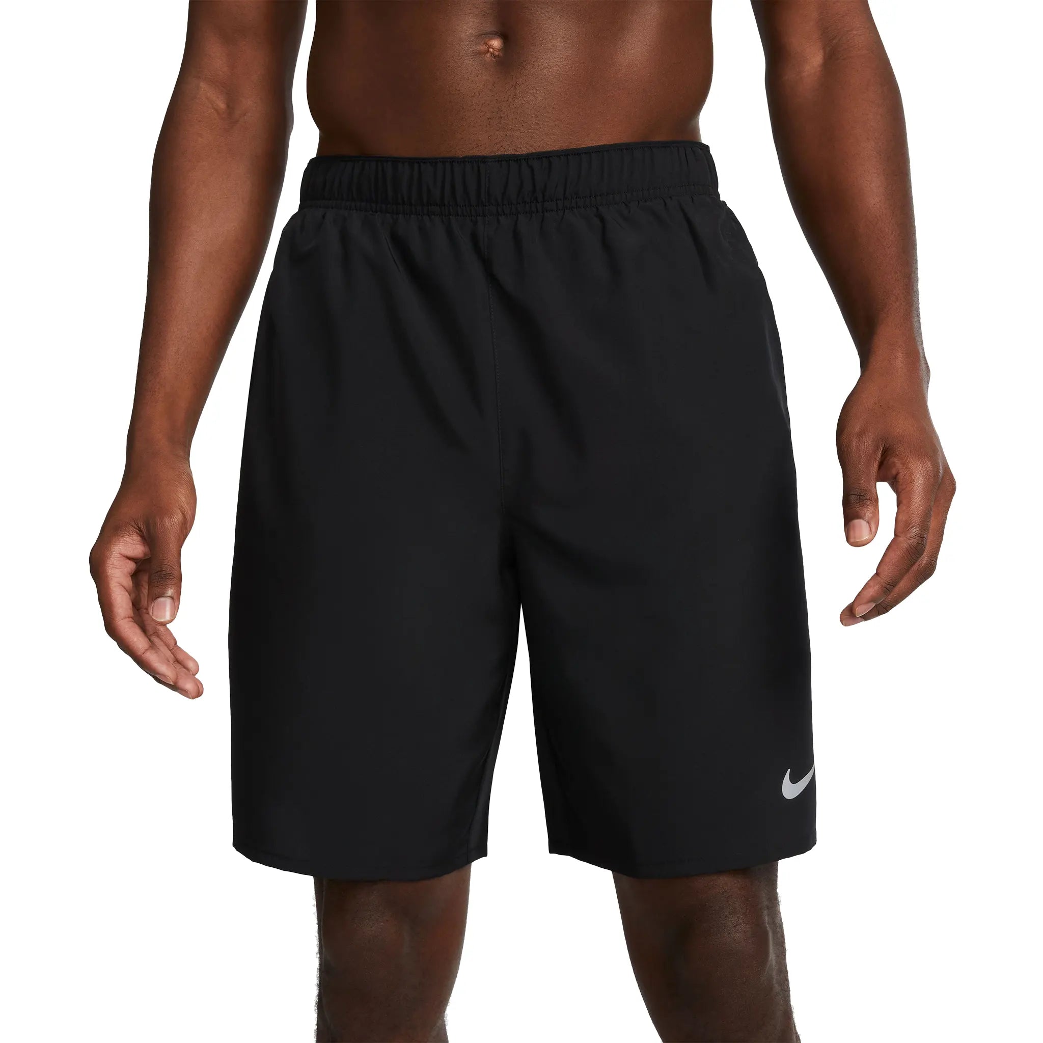 Model front view of Nike Challenger 7-Inch Black Shorts CZ9067-010